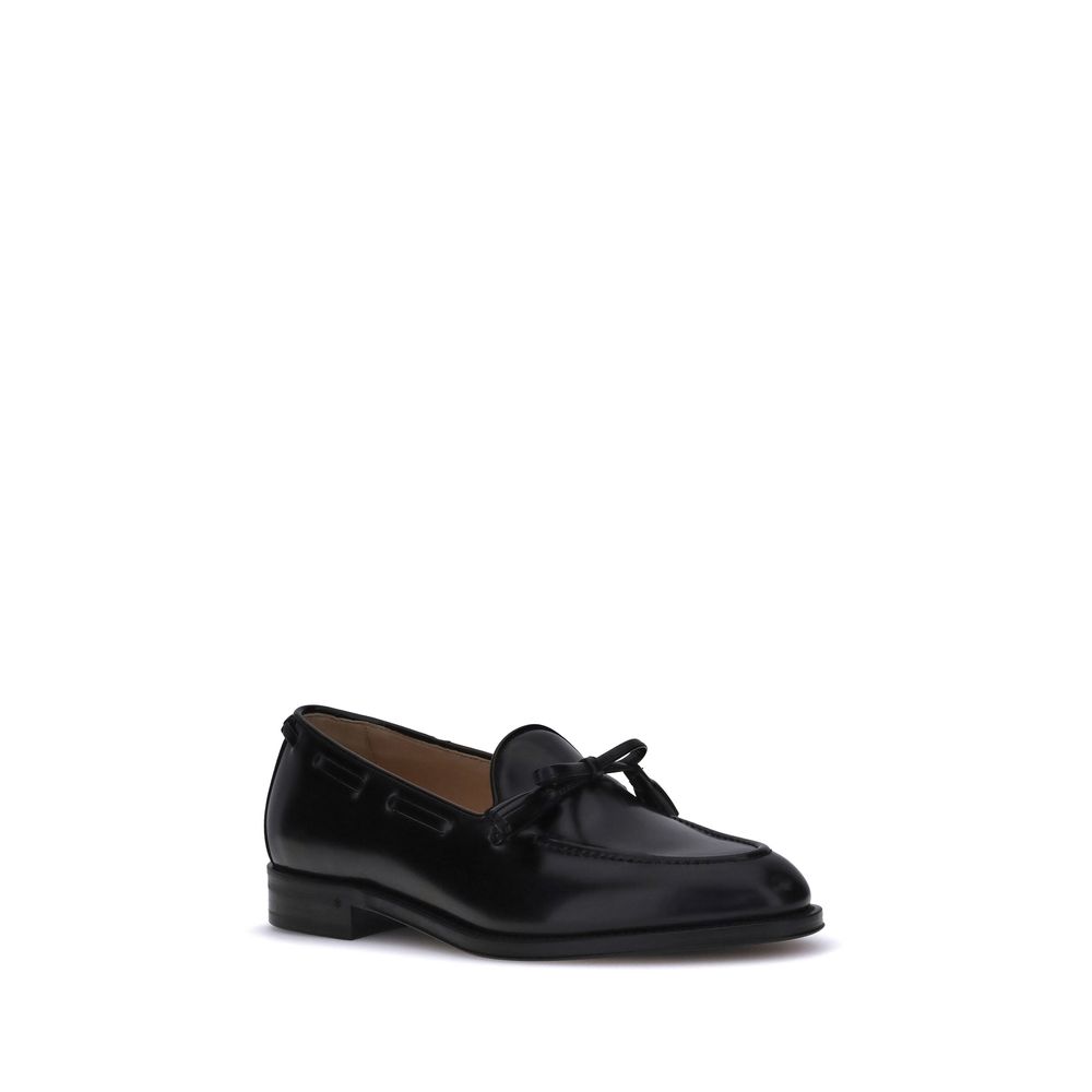 Valentino Garavani Black Bowshire Loafers in Leather VLogo Tassels AW25