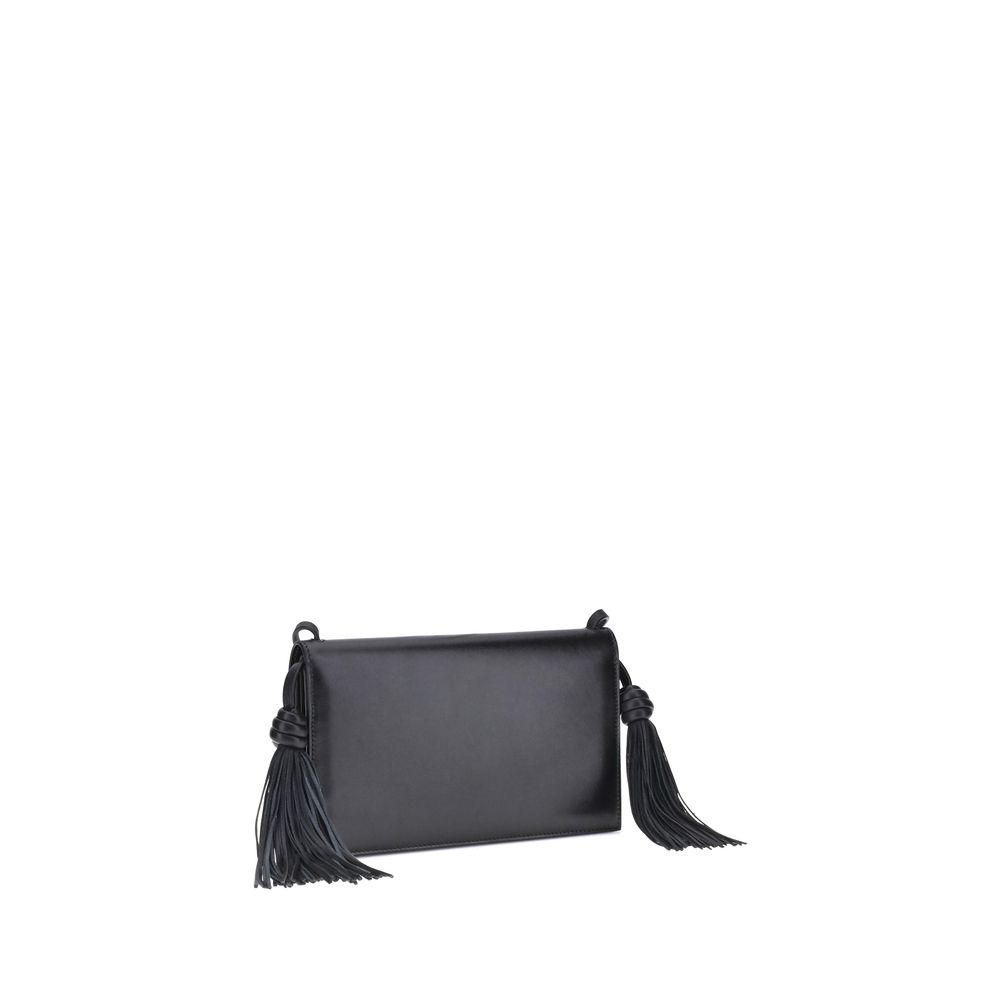 Jil Sander Tassel Shoulder Bag in Genuine Black Leather with Tassels
