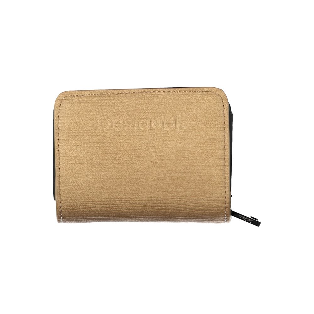 Desigual Functional Wallet with Contrasting Details in Brown Polyurethane