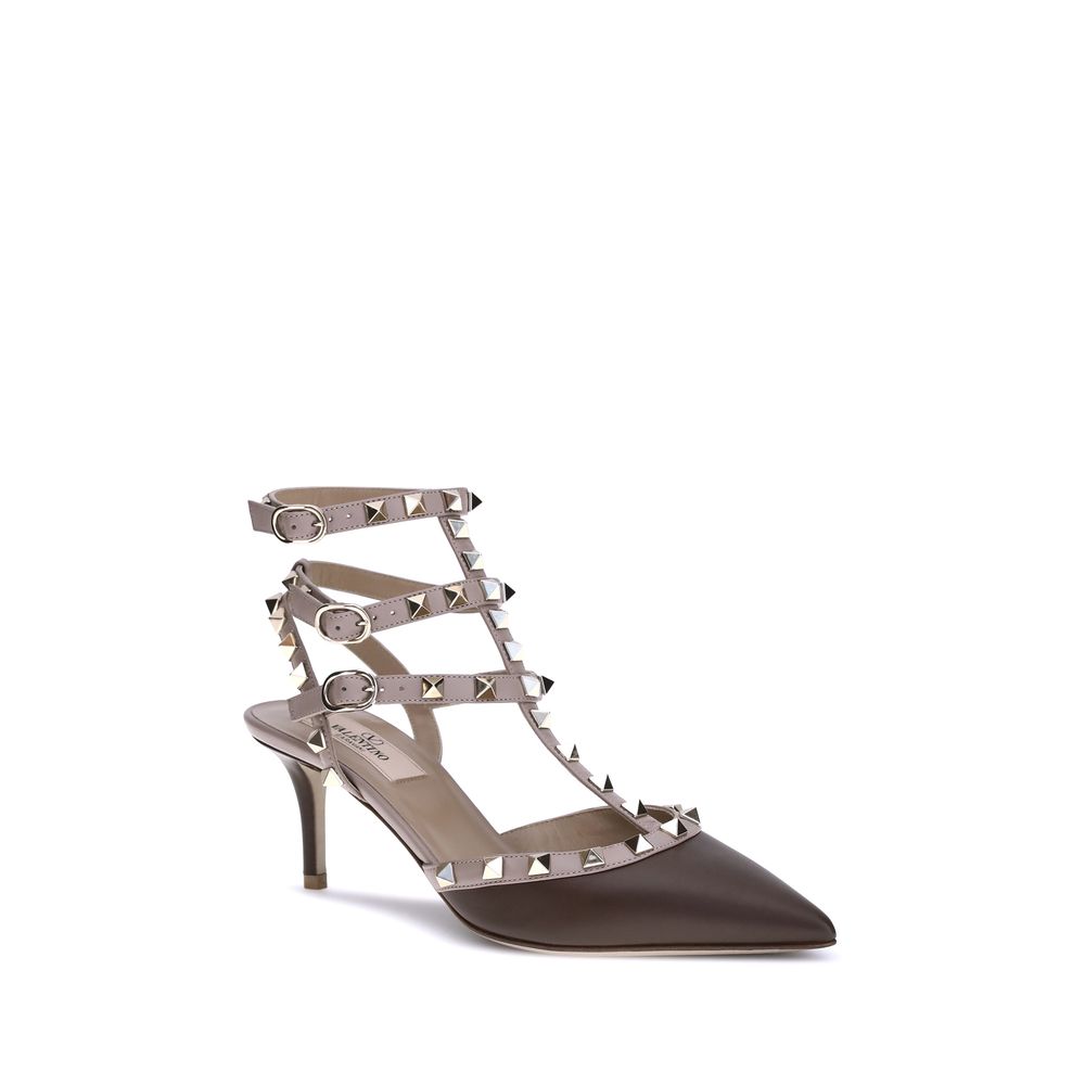 Valentino Garavani Rockstud Pumps Brown in Studded Leather AW25