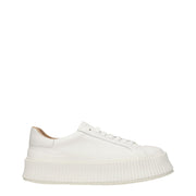Jil Sander Platform Sneakers in Genuine White Leather with a 4 cm Heel