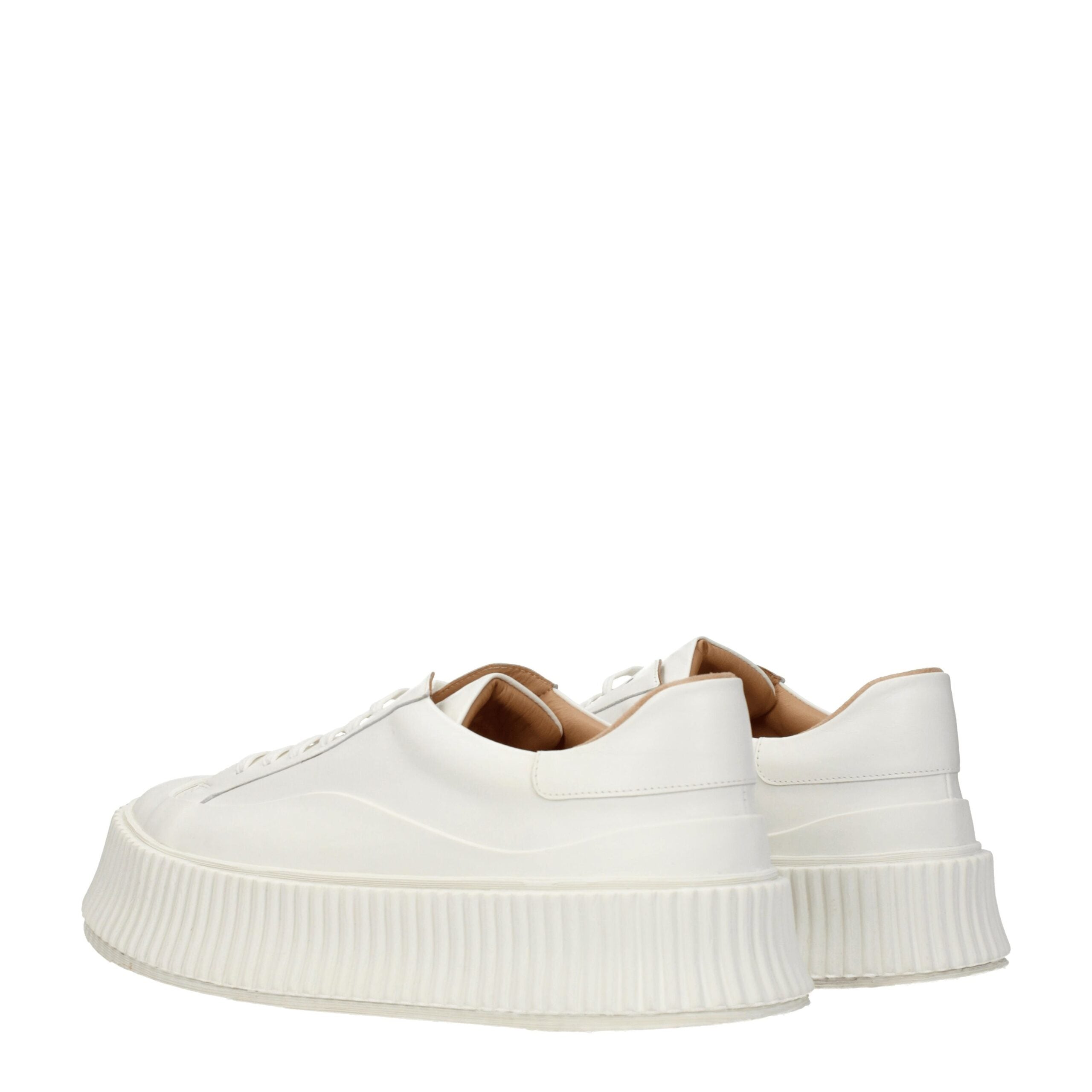 Jil Sander Platform Sneakers in Genuine White Leather with a 4 cm Heel