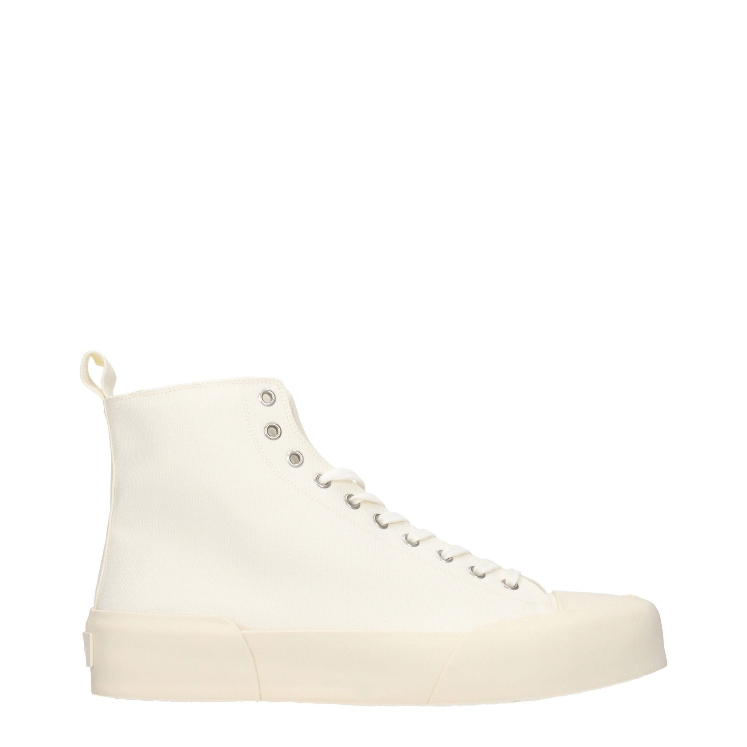 Jil Sander High Top Sneakers in Beige Fabric with 3.5 cm Heel