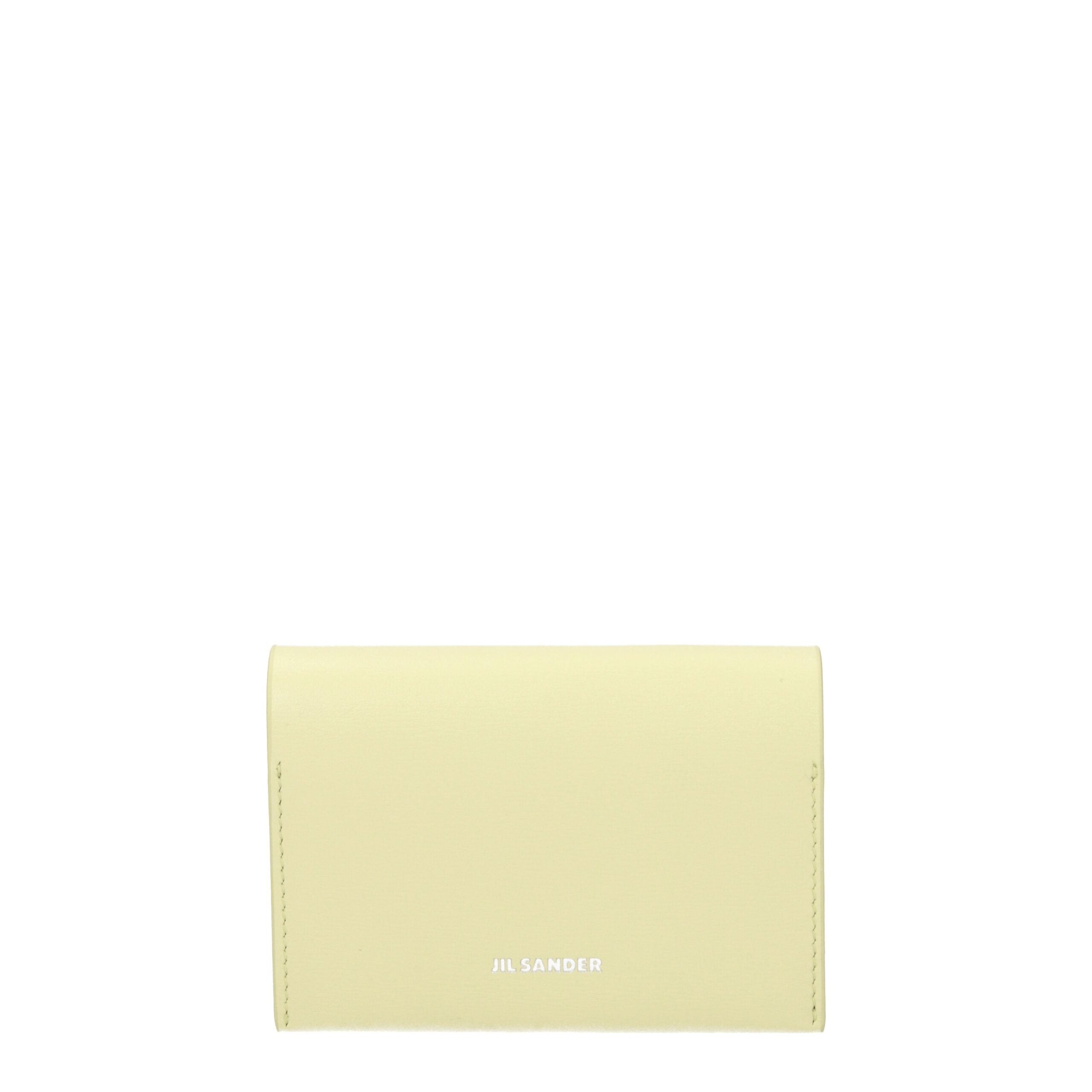 Jil Sander Card Holder in Genuine Yellow Leather with Front Logo