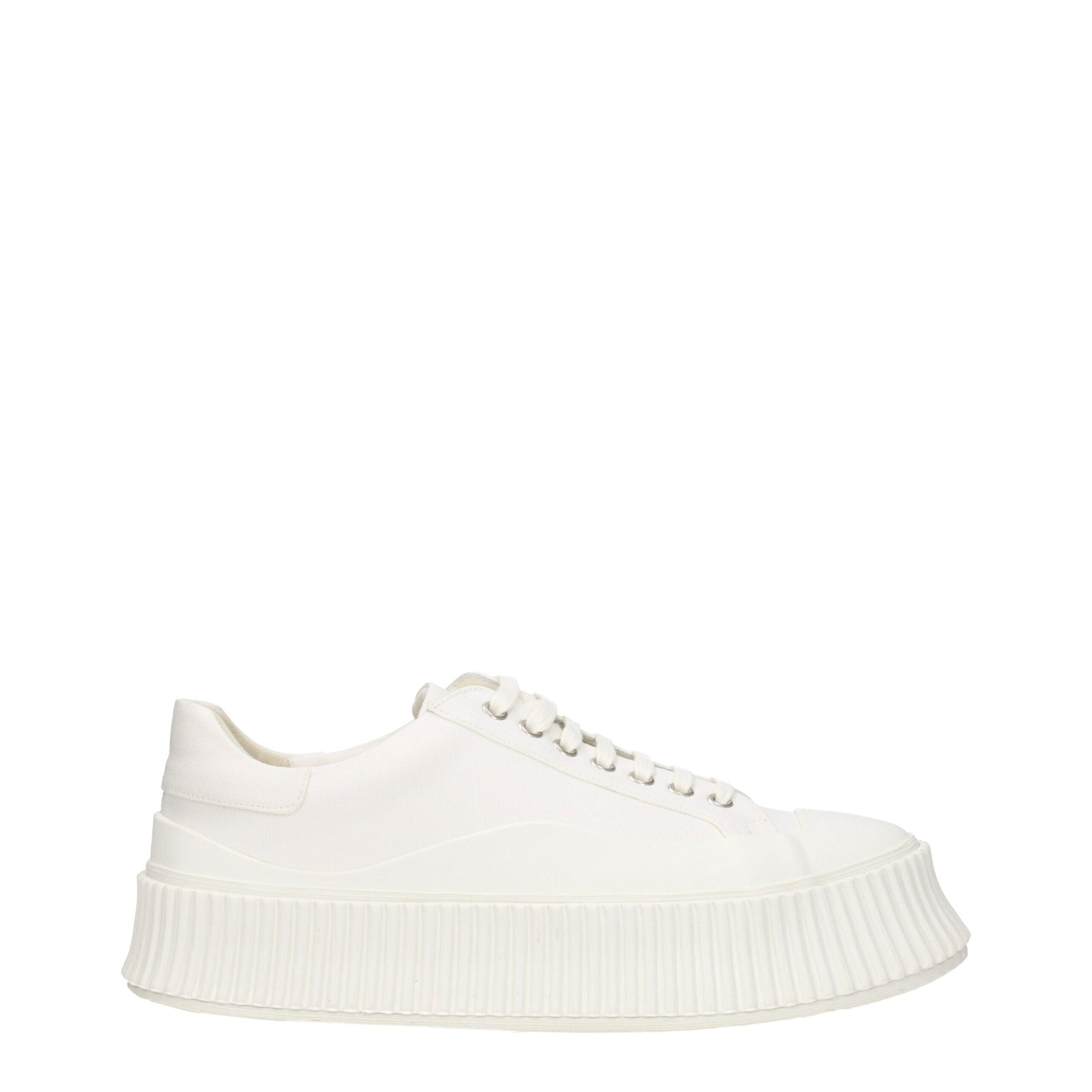 Jil Sander Platform Sneakers in White Fabric