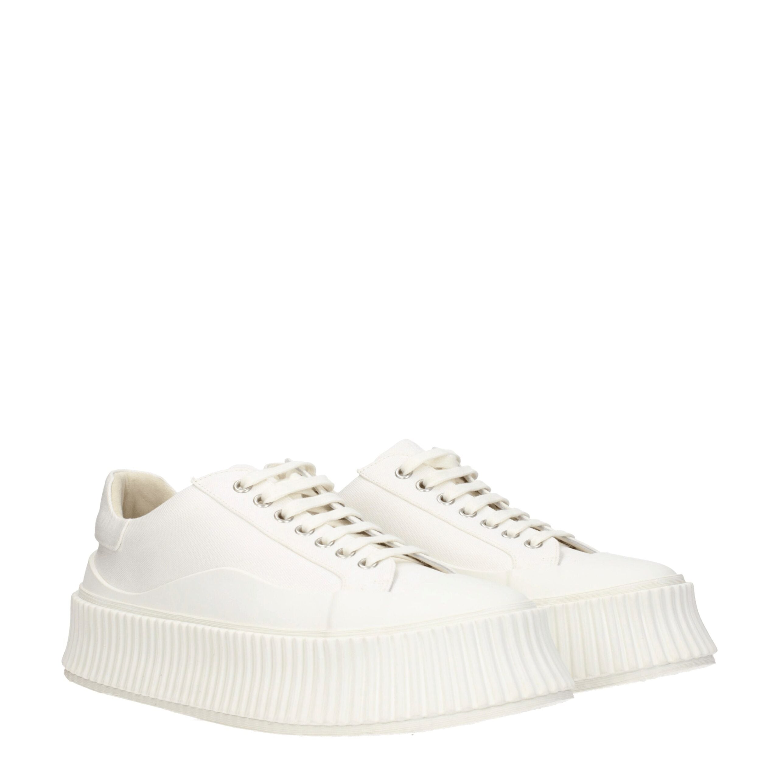 Jil Sander Platform Sneakers in White Fabric