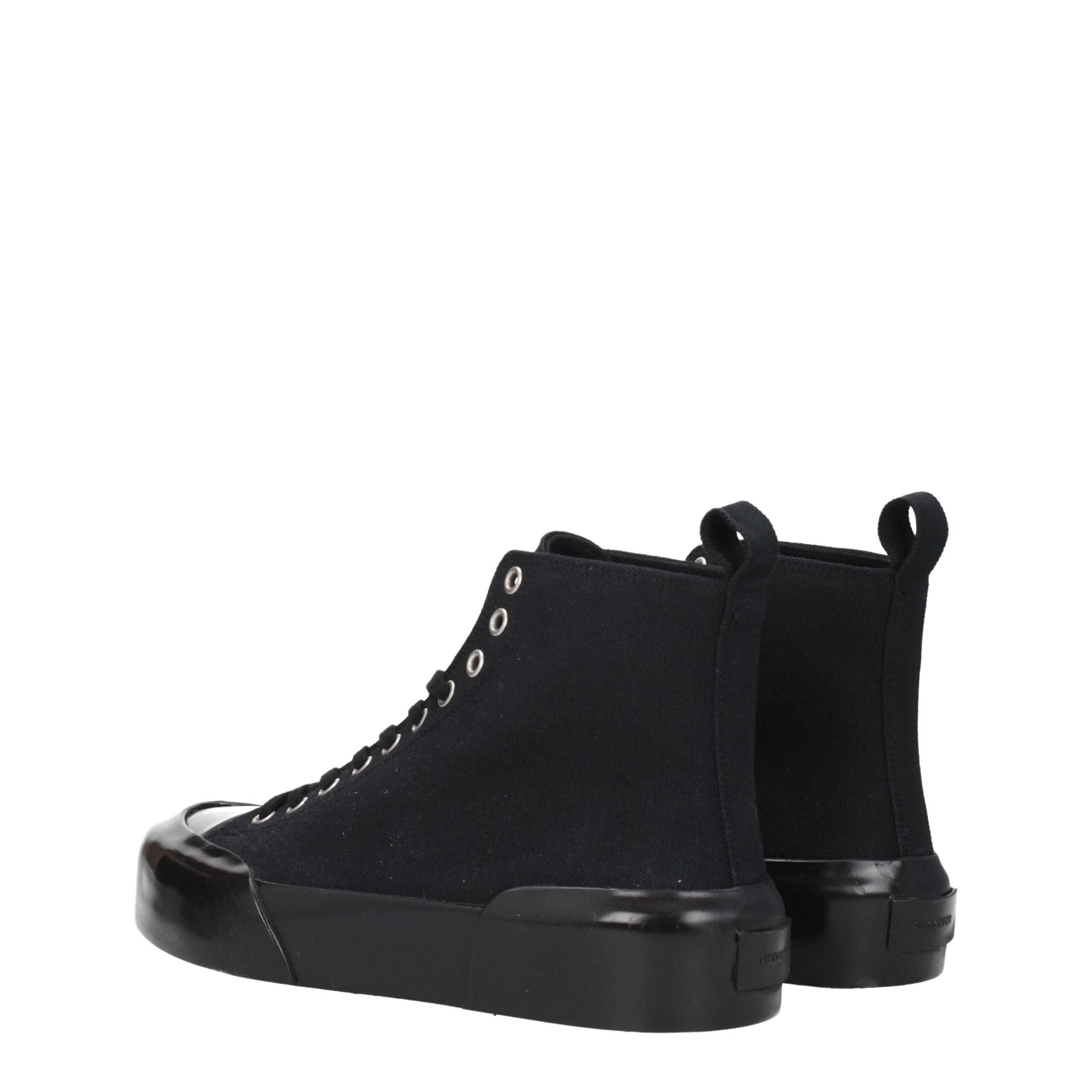 Jil Sander High Top Sneakers in Black Fabric with 4 cm Heel