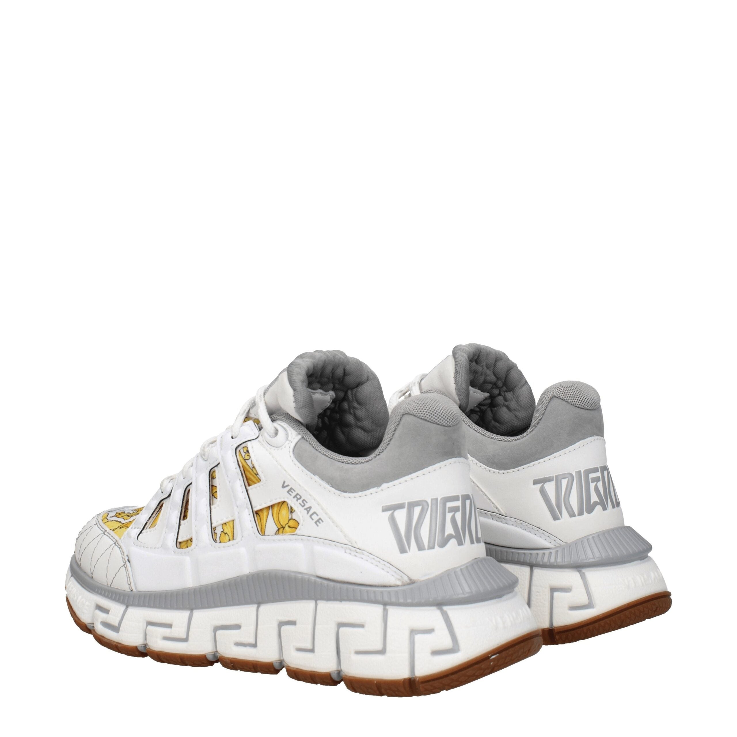 Versace Athletic Sneakers in White Greca Fabric and Grey Details