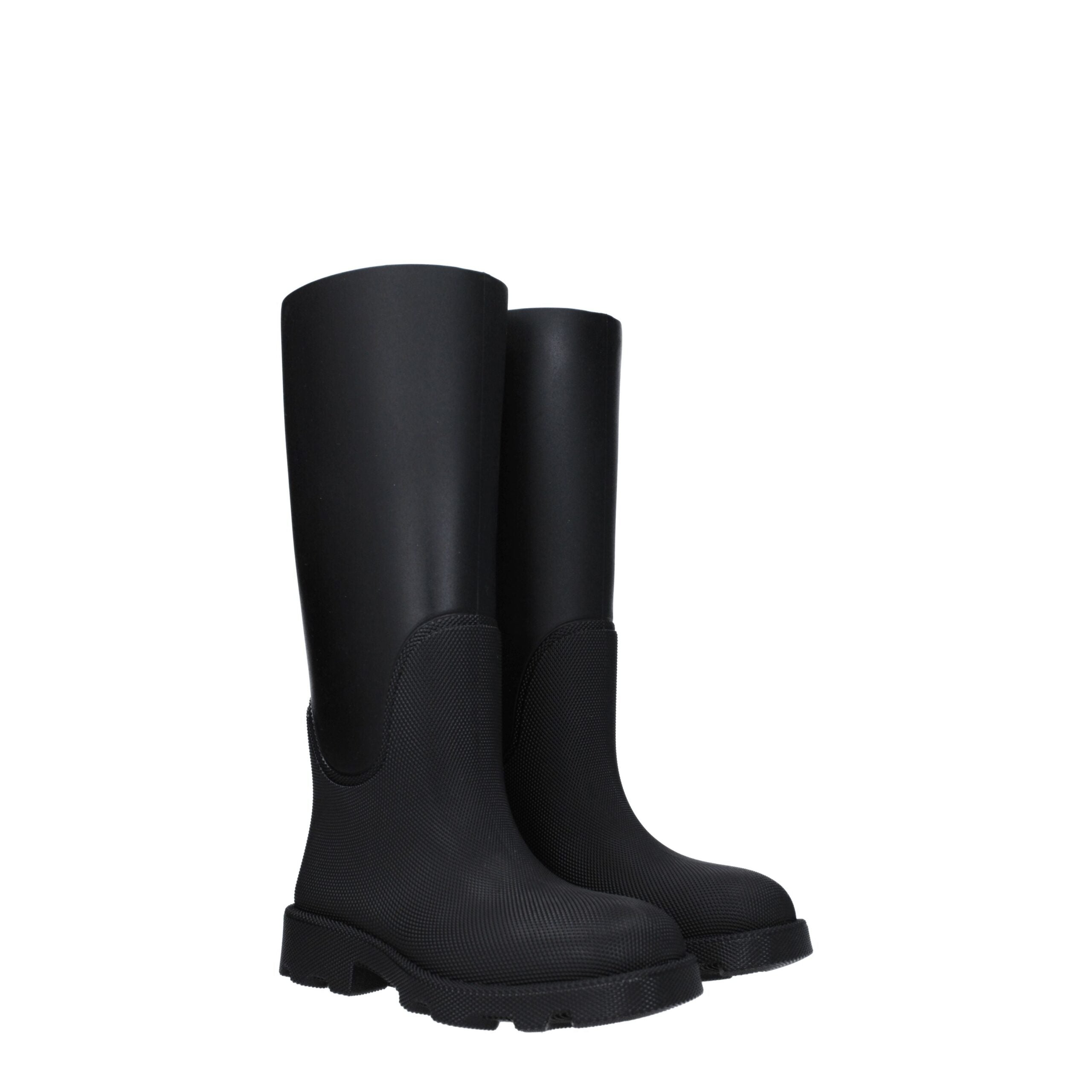 Burberry Black Rubber Rain Boots, 3.5cm Heel