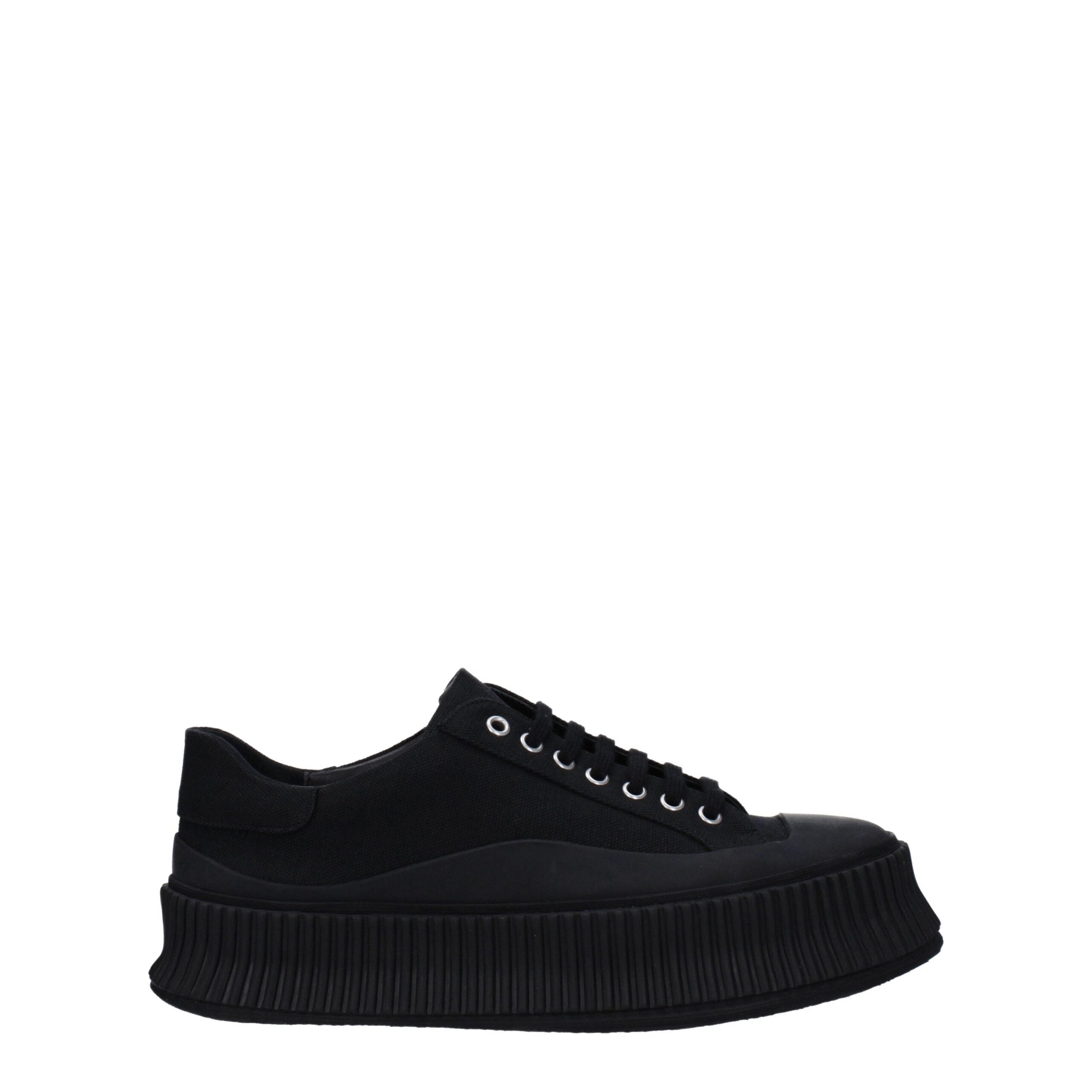Jil Sander Men's Platform Sneakers in Black Fabric