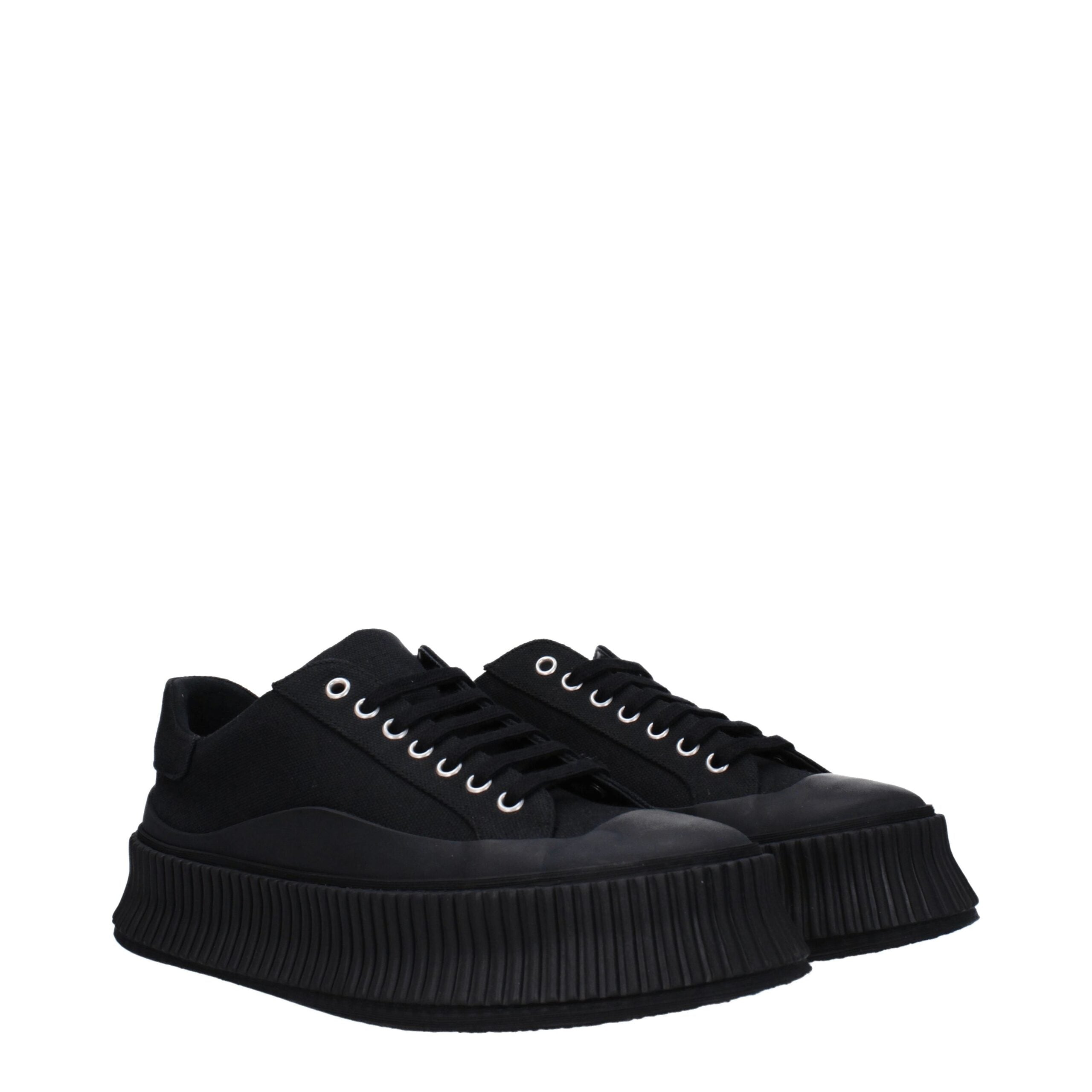 Jil Sander Men's Platform Sneakers in Black Fabric