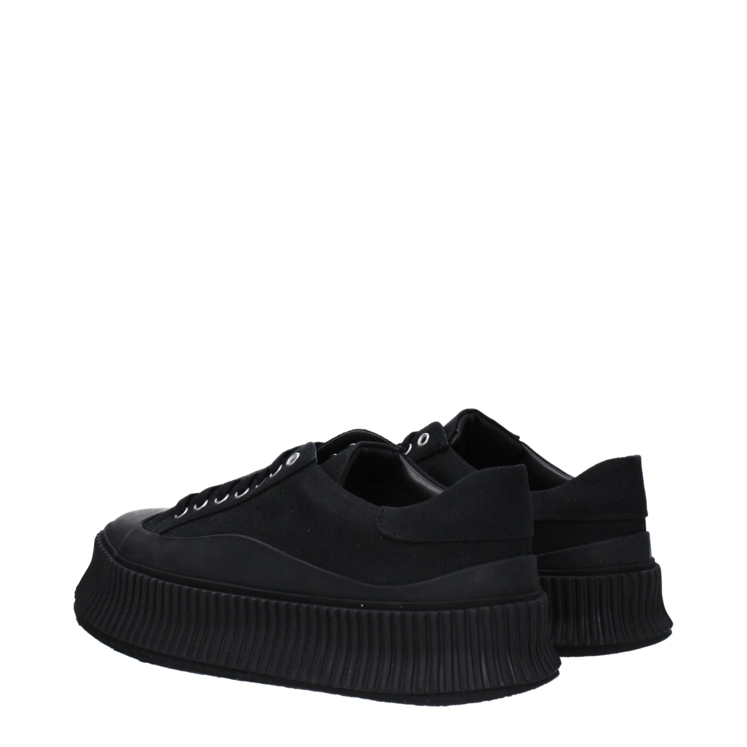 Jil Sander Men's Platform Sneakers in Black Fabric