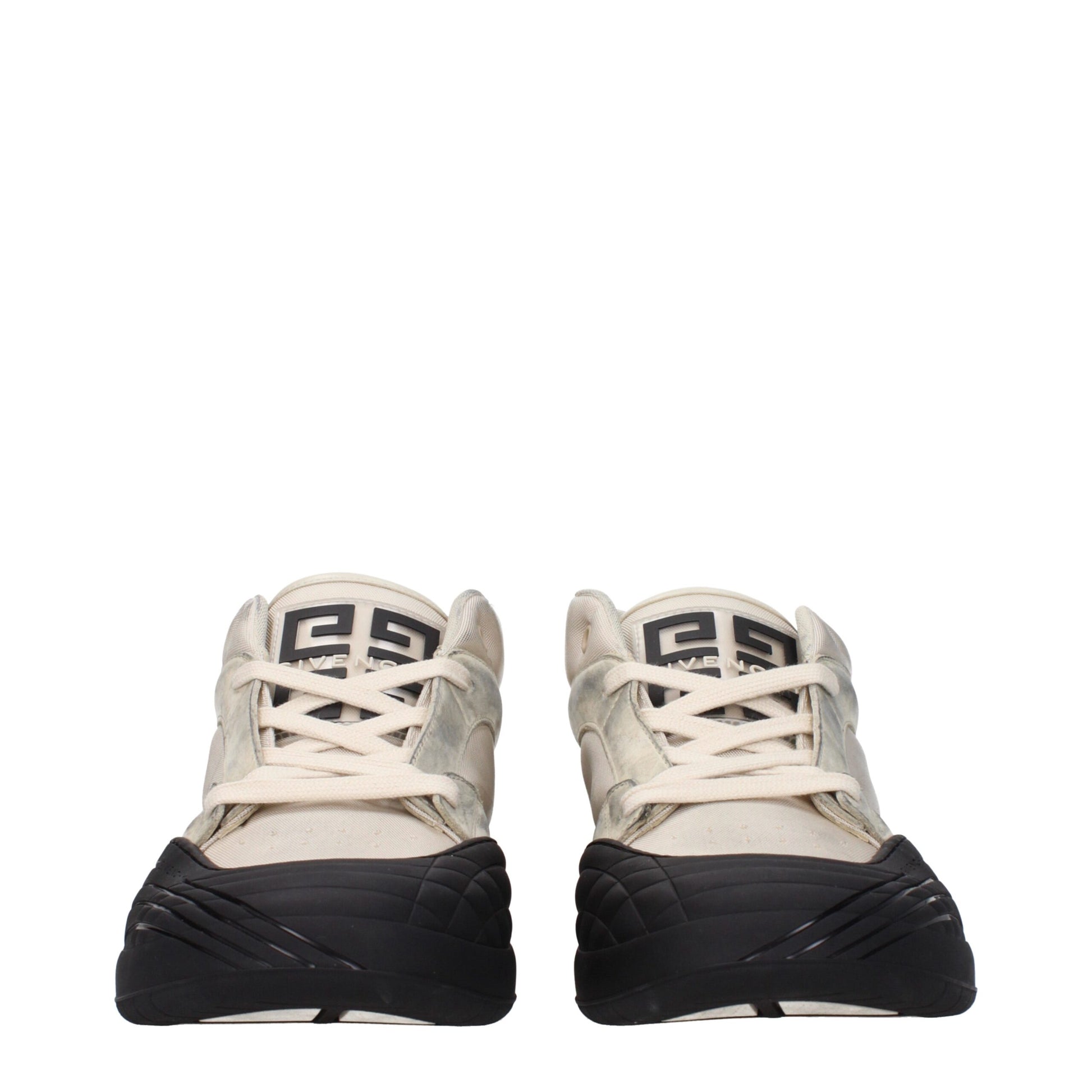 Sneakers Givenchy Chunky Beige in Tessuto con Effetto Vintage, Logo Frontale e Posteriore