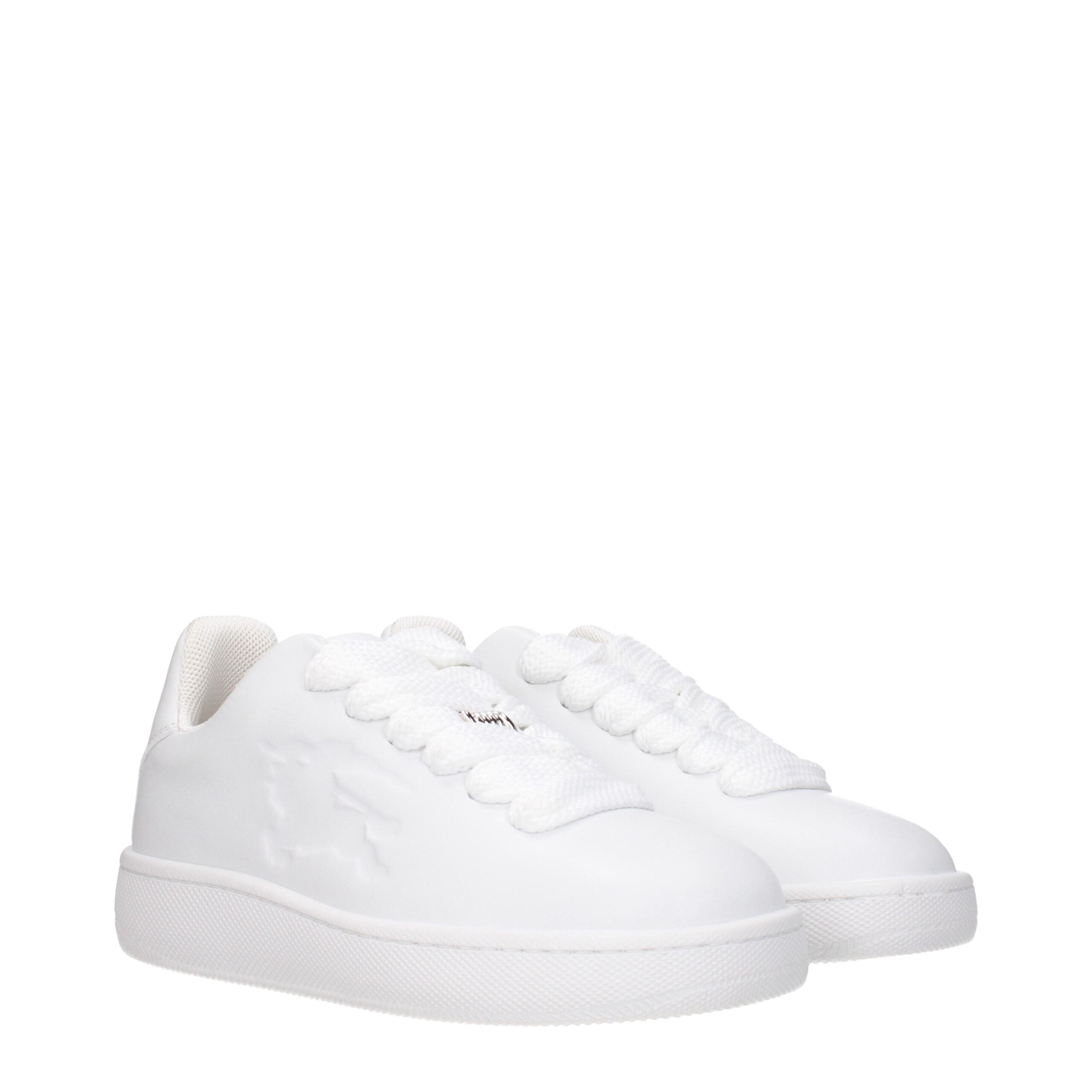 Burberry Low Top Sneakers in White Leather, Side Logo