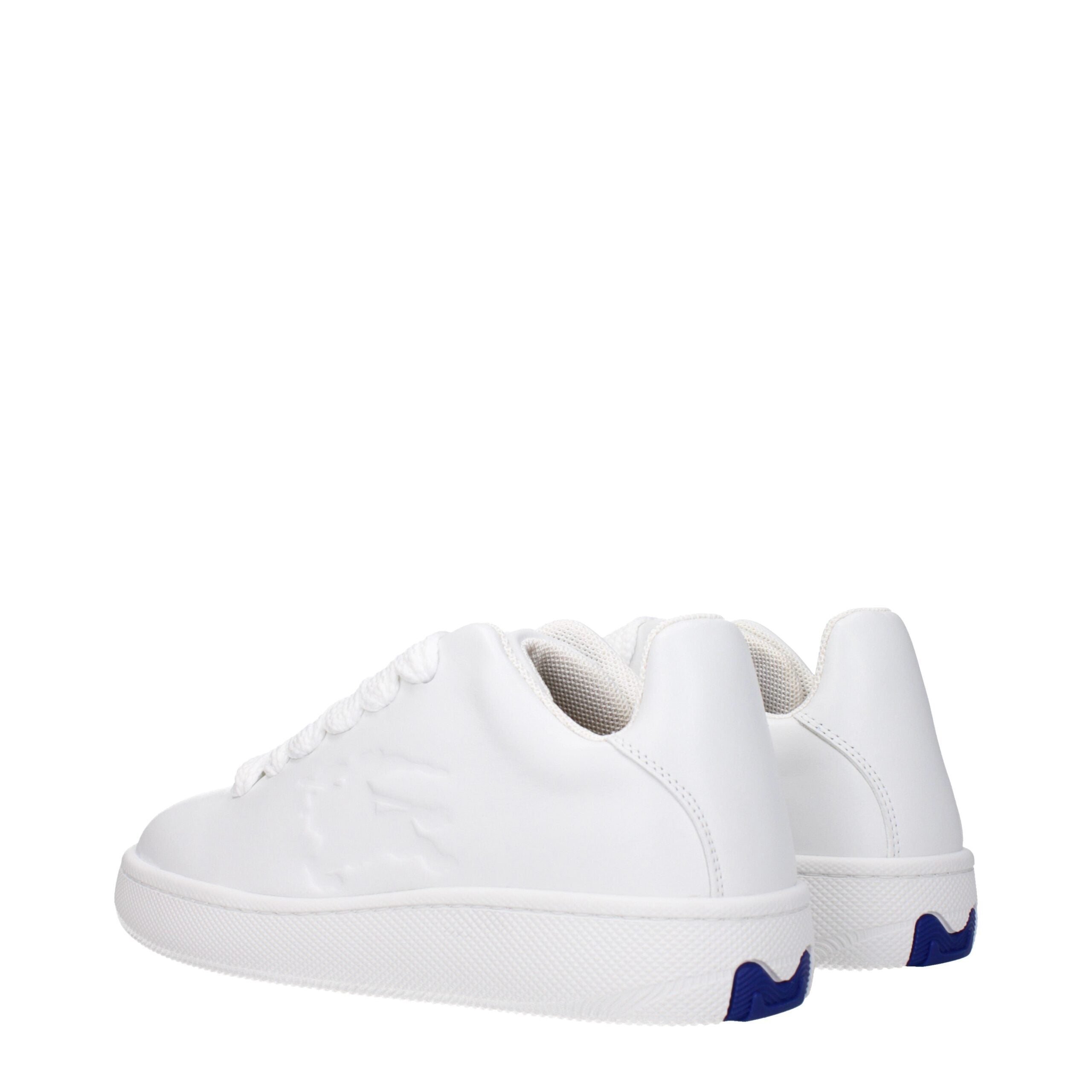 Burberry Low Top Sneakers in White Leather, Side Logo