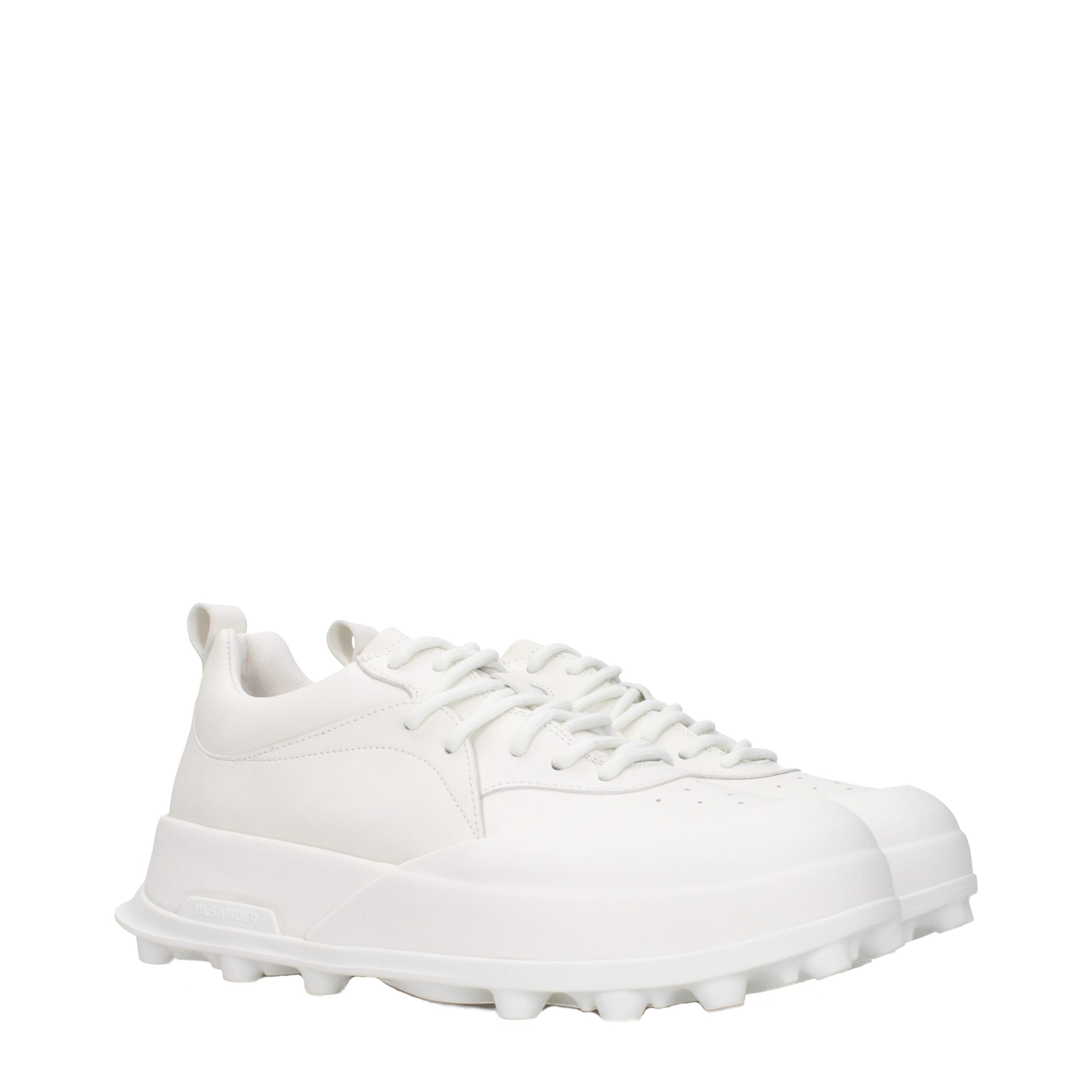 Jil Sander Platform Sneakers in White Leather with a 6 cm Heel