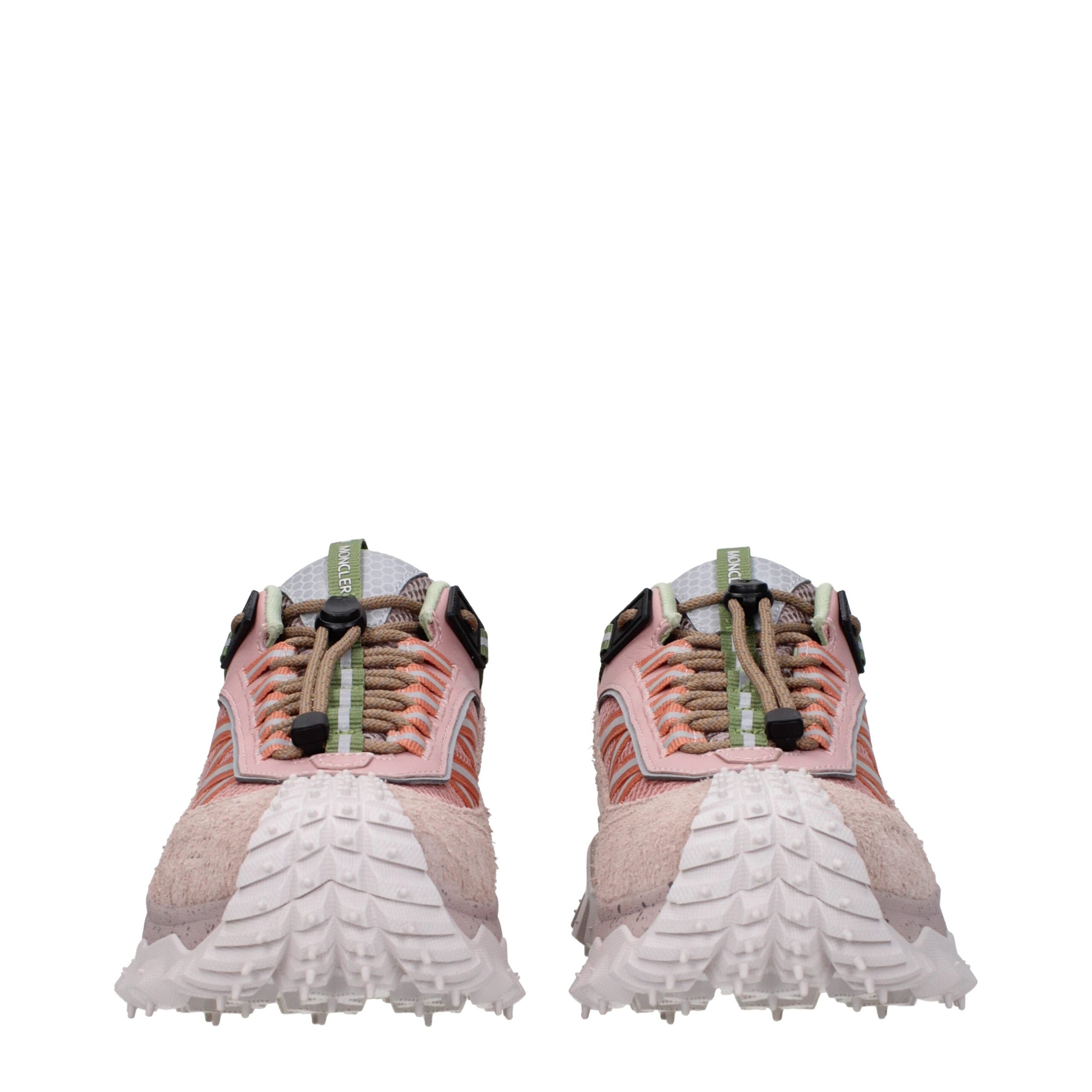 Moncler Athletic Sneakers in Pink Suede with Medium Heel