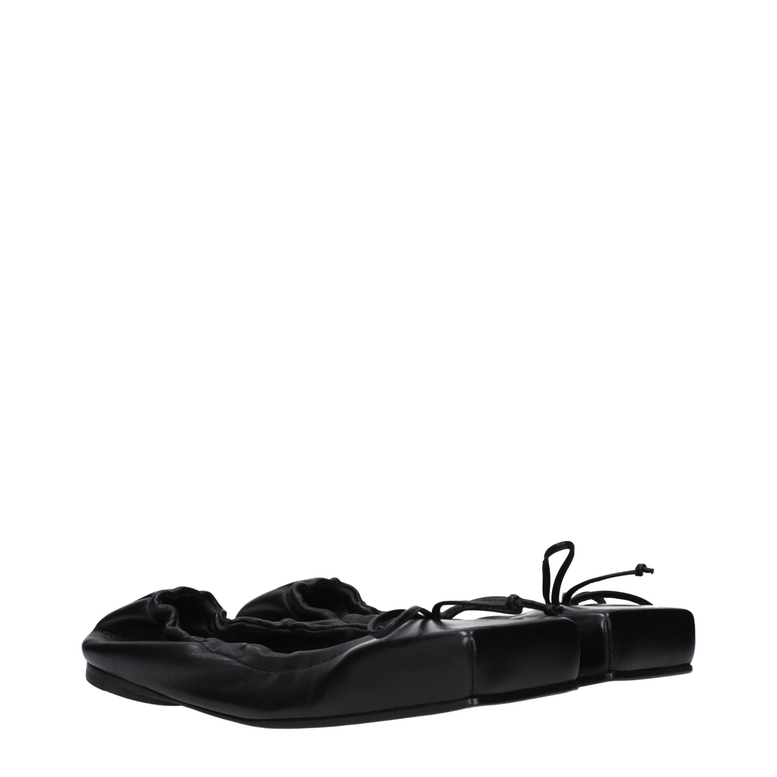 Jacquemus Women's Black Leather Square Toe Ballerinas