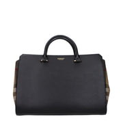 Burberry Black Leather Handbag with Front Logo and Removable Shoulder Strap