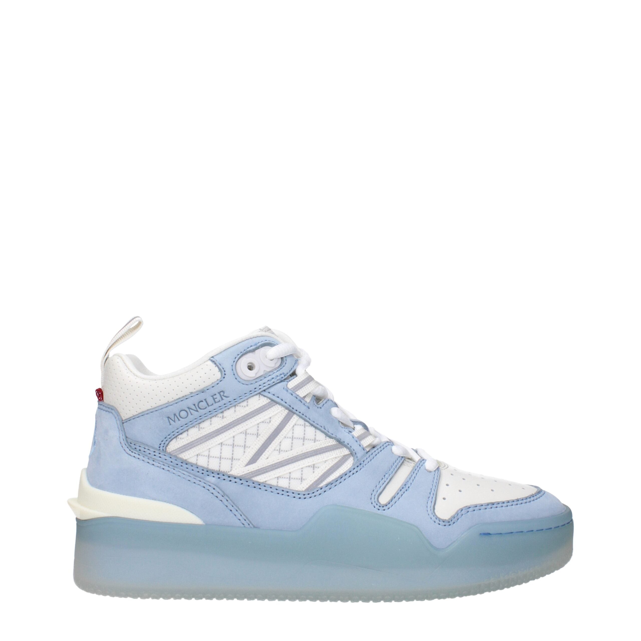 Moncler High Top Sneakers in White Leather with Triple Logo