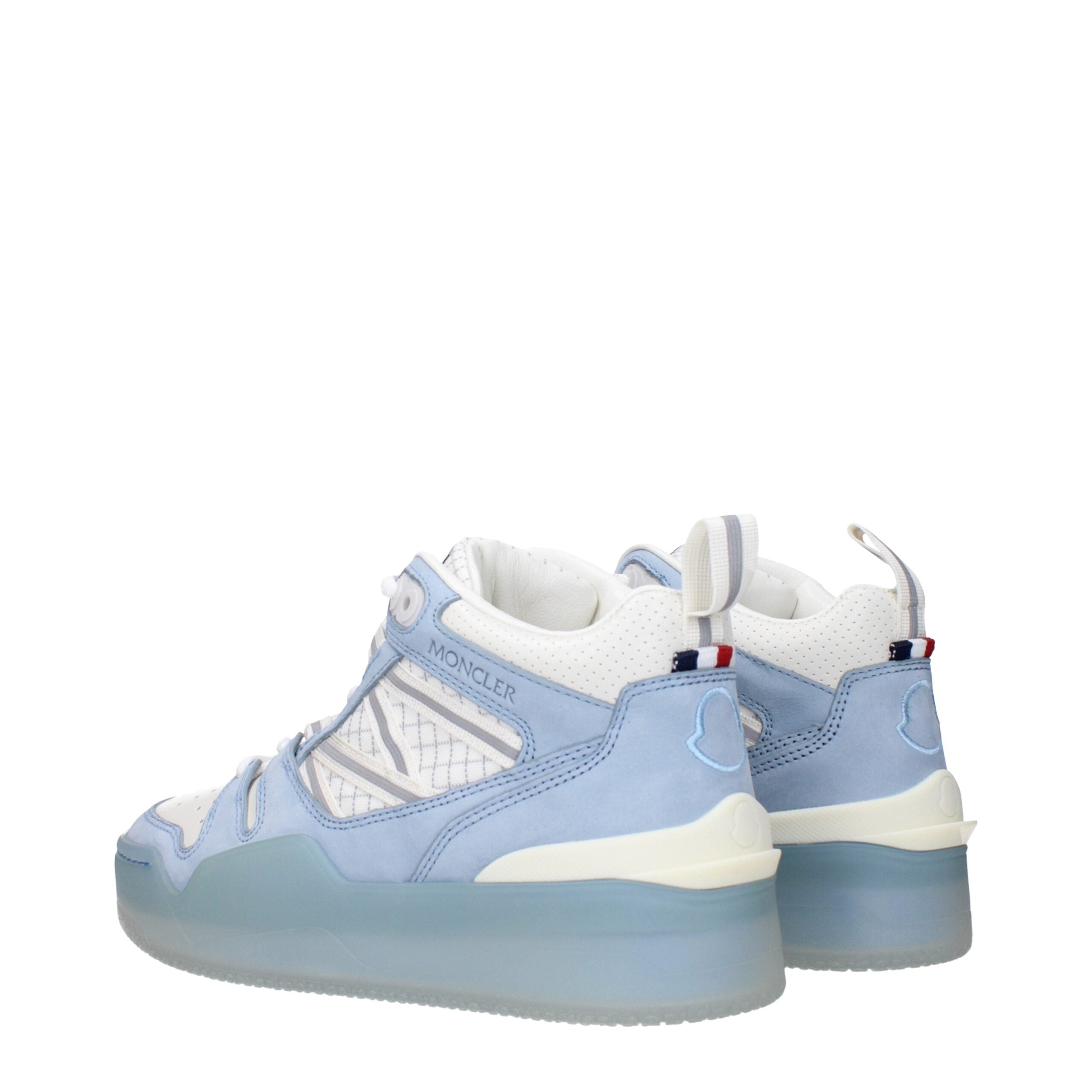 Moncler High Top Sneakers in White Leather with Triple Logo