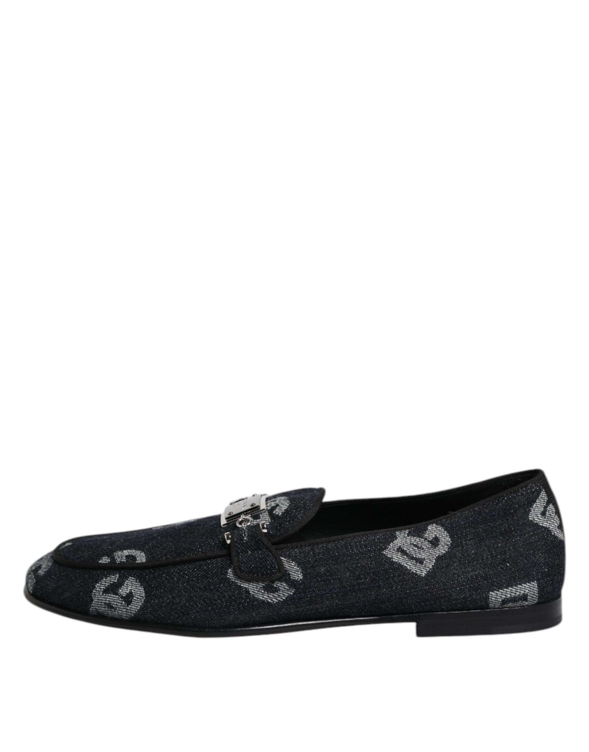 Dolce & Gabbana Blue Logo Cotton Loafers Formal Dress Shoes