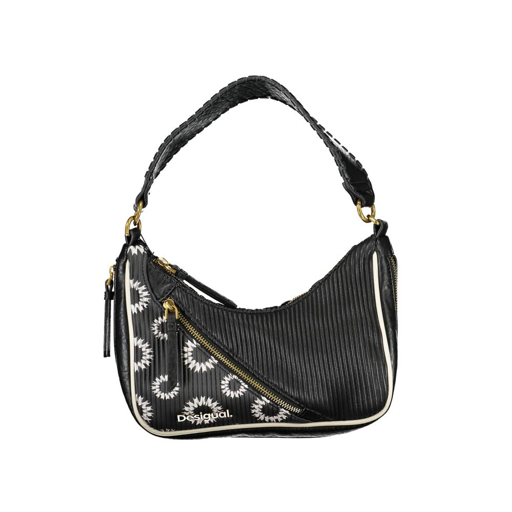 Desigual Handbag with Contrasting Details in Black Polyurethane