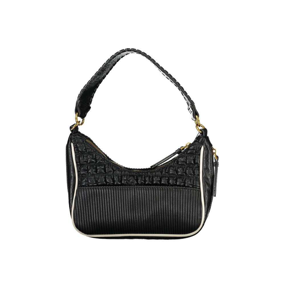 Desigual Handbag with Contrasting Details in Black Polyurethane