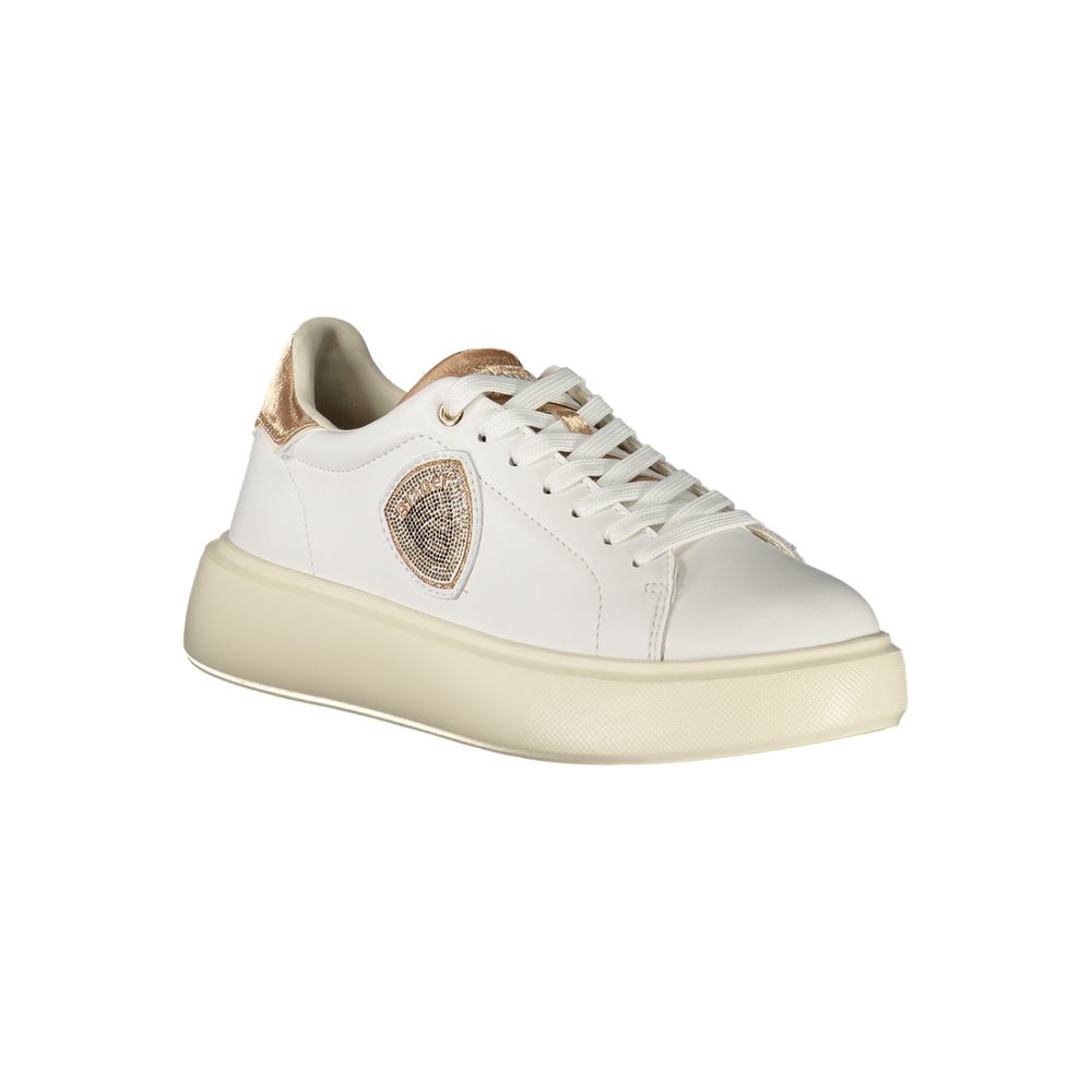 Blauer Women's White Sports Sneakers with Contrasting Bronze Details and Removable Insole