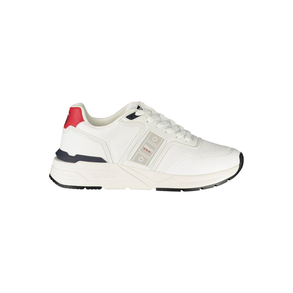 Blauer Men's White Polyester Sports Sneakers with Contrasting Details and Logo