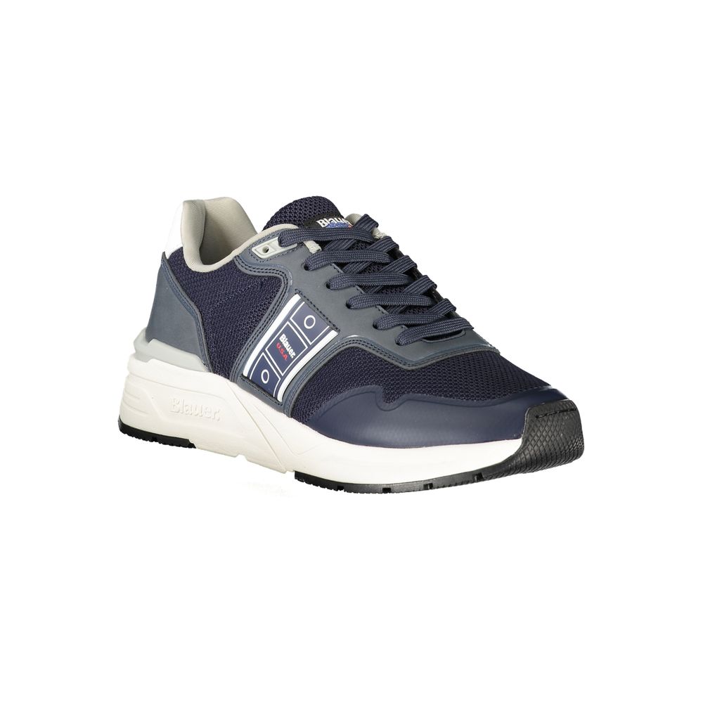 Blauer Sneakers Sportive Uomo Blu in Poliestere, Dettagli a Contrasto e Logo