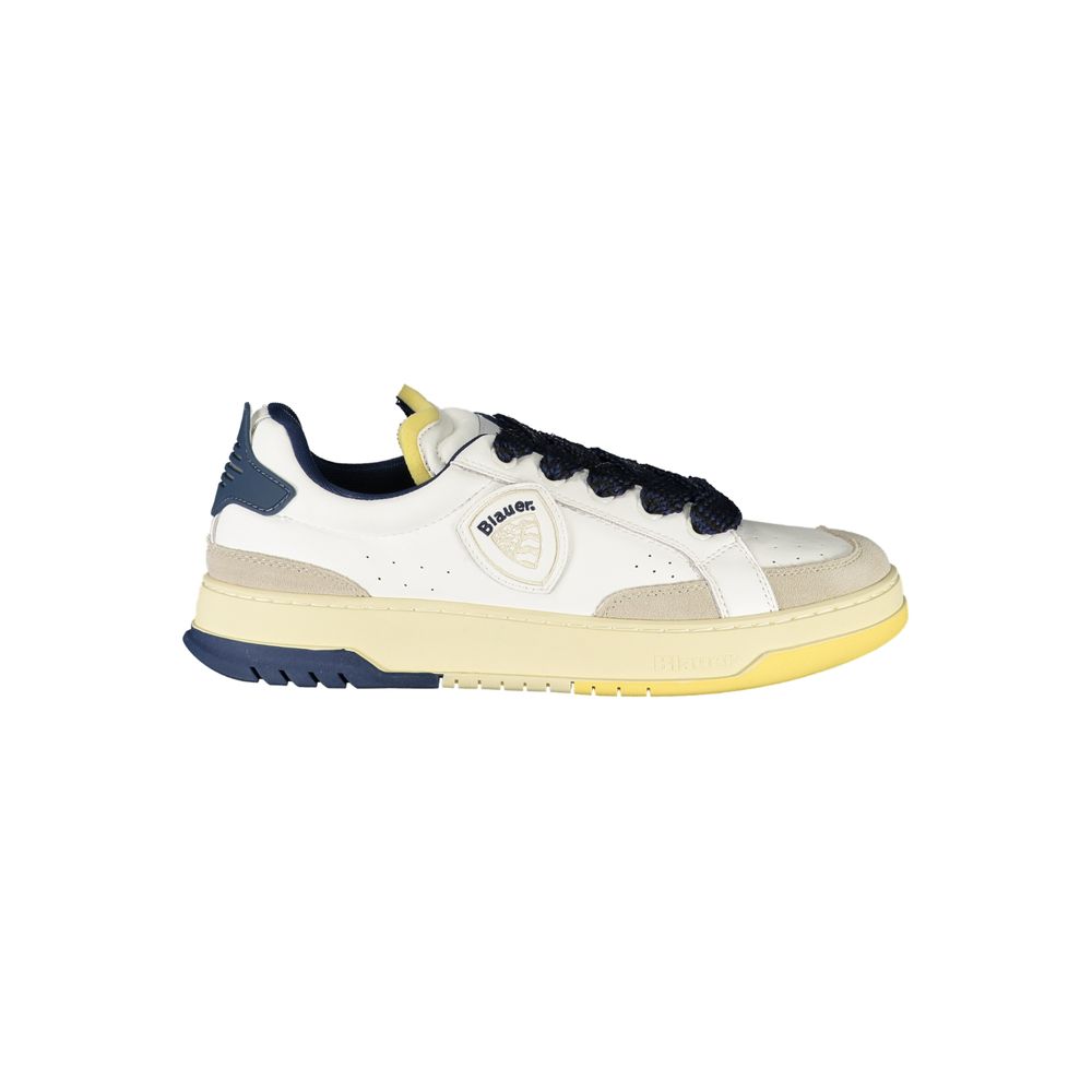 Blauer Men's White Sports Sneakers with Contrasting Blue Details and Removable Insole