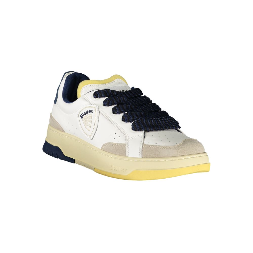 Blauer Men's White Sports Sneakers with Contrasting Blue Details and Removable Insole