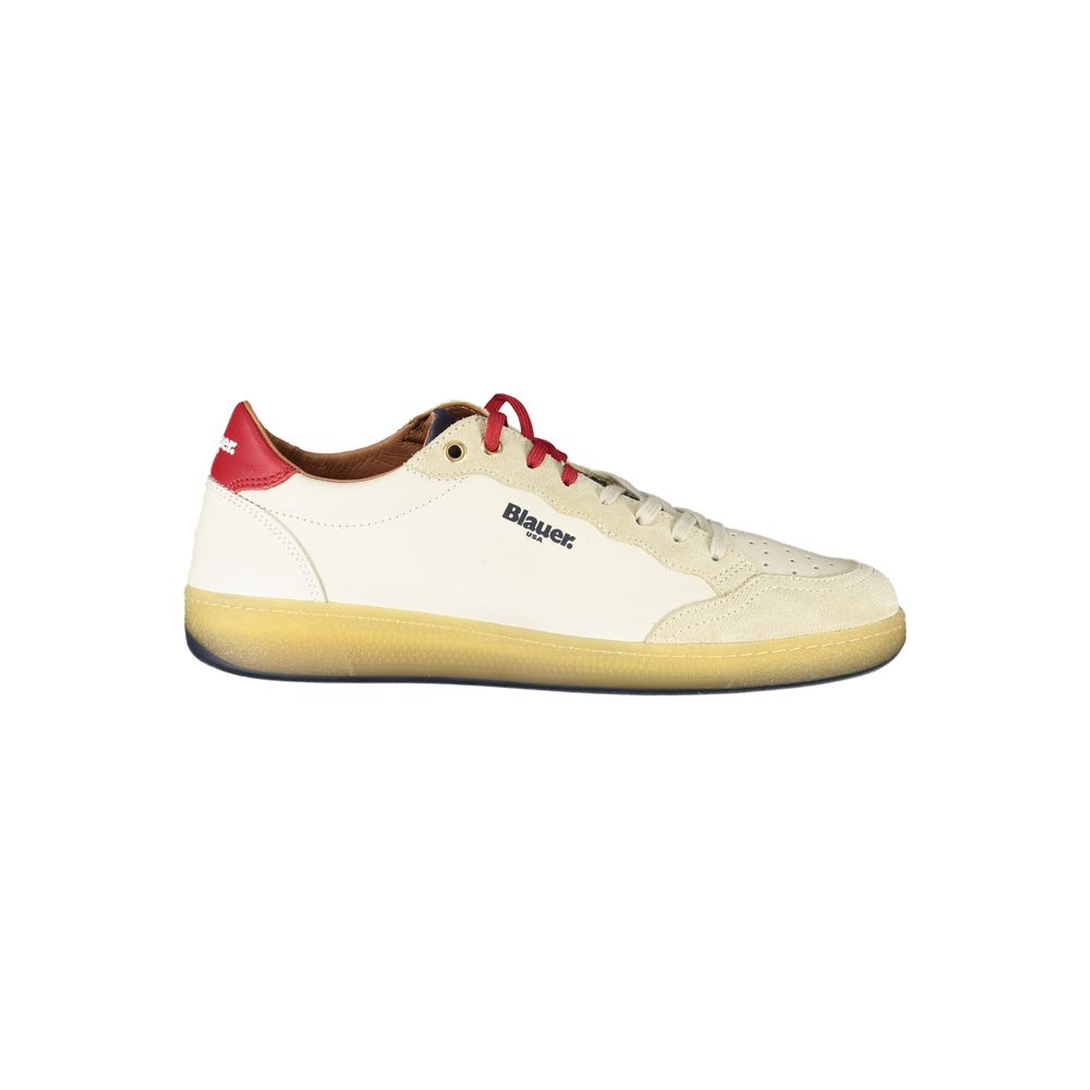 Blauer Men's White Sports Sneakers with Blue/Red Details and Double Laces