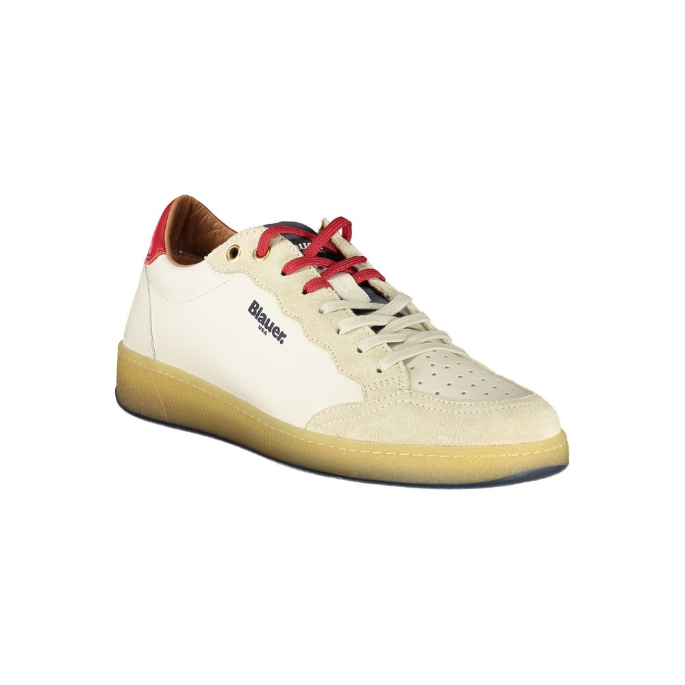 Blauer Men's White Sports Sneakers with Blue/Red Details and Double Laces
