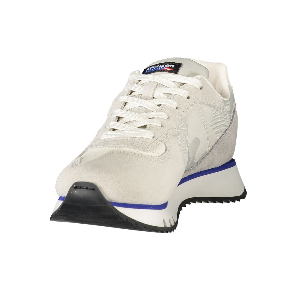 Blauer Sneakers Sportive Uomo Grigie in Pelle, Dettagli a Contrasto e Logo