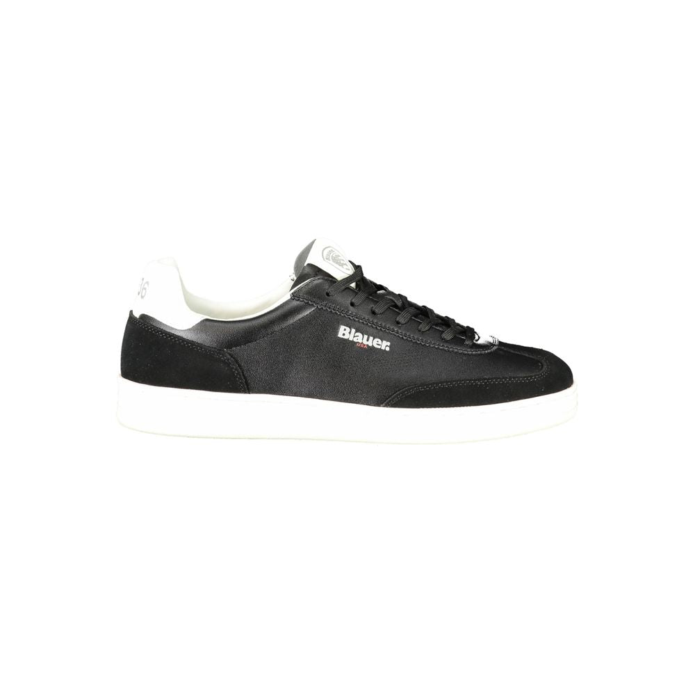 Blauer Men's Black Sports Sneakers with Contrasting White Details and Removable Insole