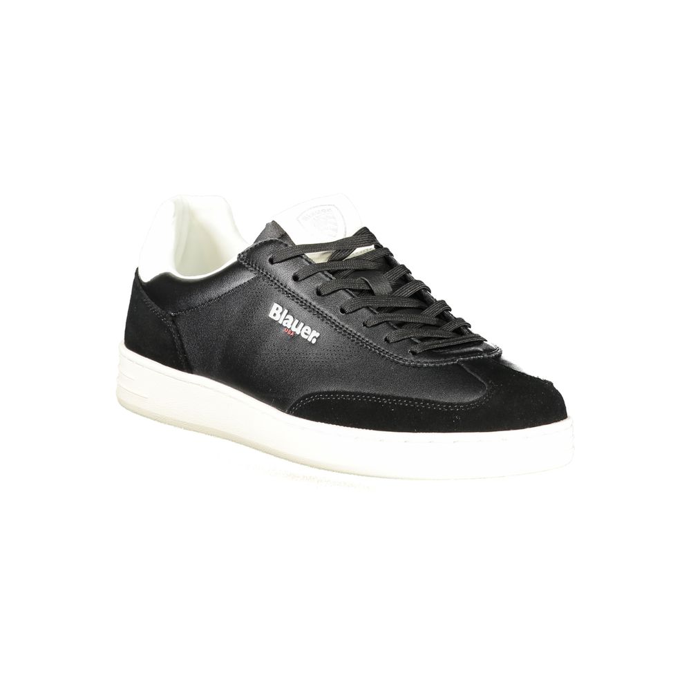 Blauer Men's Black Sports Sneakers with Contrasting White Details and Removable Insole