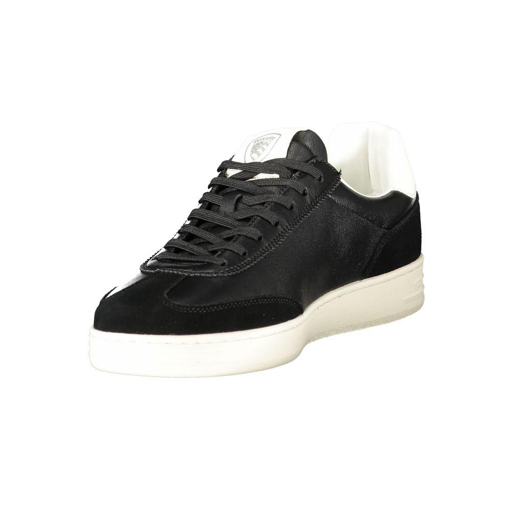 Blauer Men's Black Sports Sneakers with Contrasting White Details and Removable Insole
