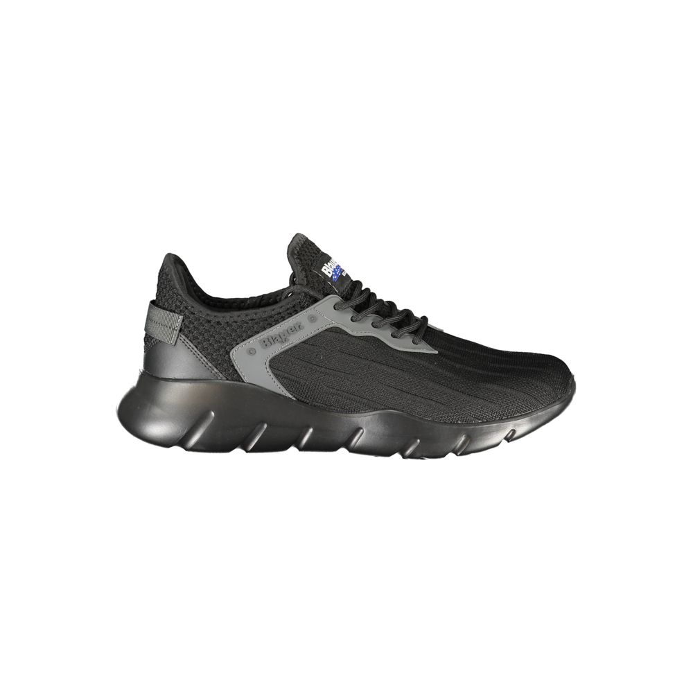 Blauer Men's Black Polyester Sports Sneakers with Contrasting Details and Print