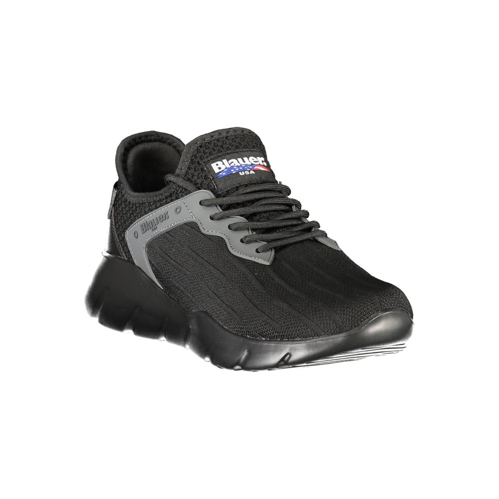 Blauer Men's Black Polyester Sports Sneakers with Contrasting Details and Print