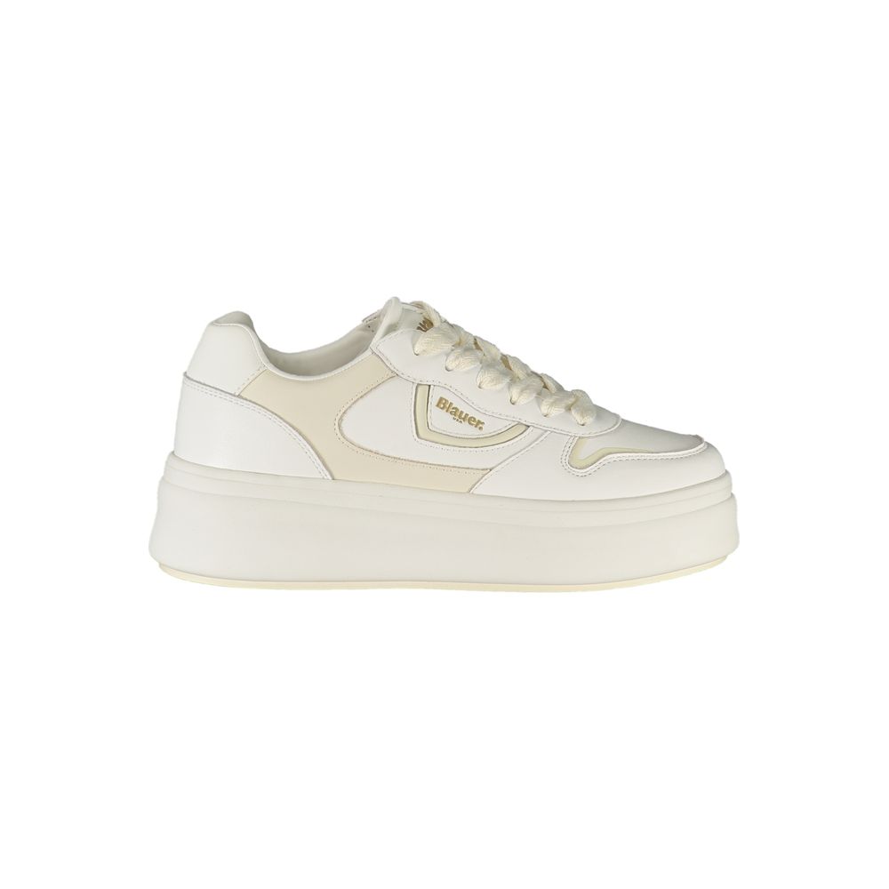 Blauer Women's White Sports Sneakers with Contrasting Details and Extra Laces