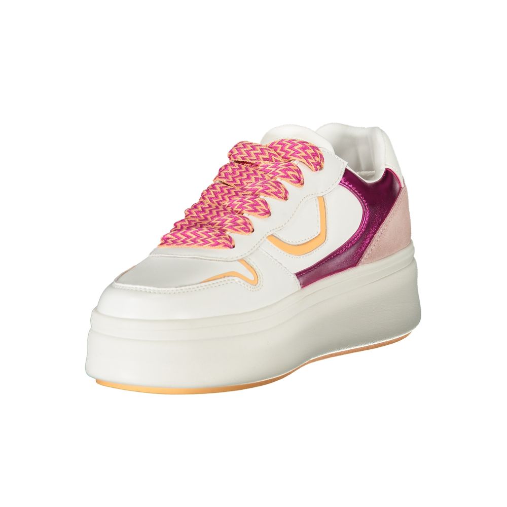 Blauer Women's White Sports Sneakers with Fuchsia Details and Extra Laces