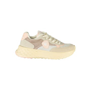 Blauer Women's Beige Sports Sneakers with Contrasting Pink Details and Removable Insole