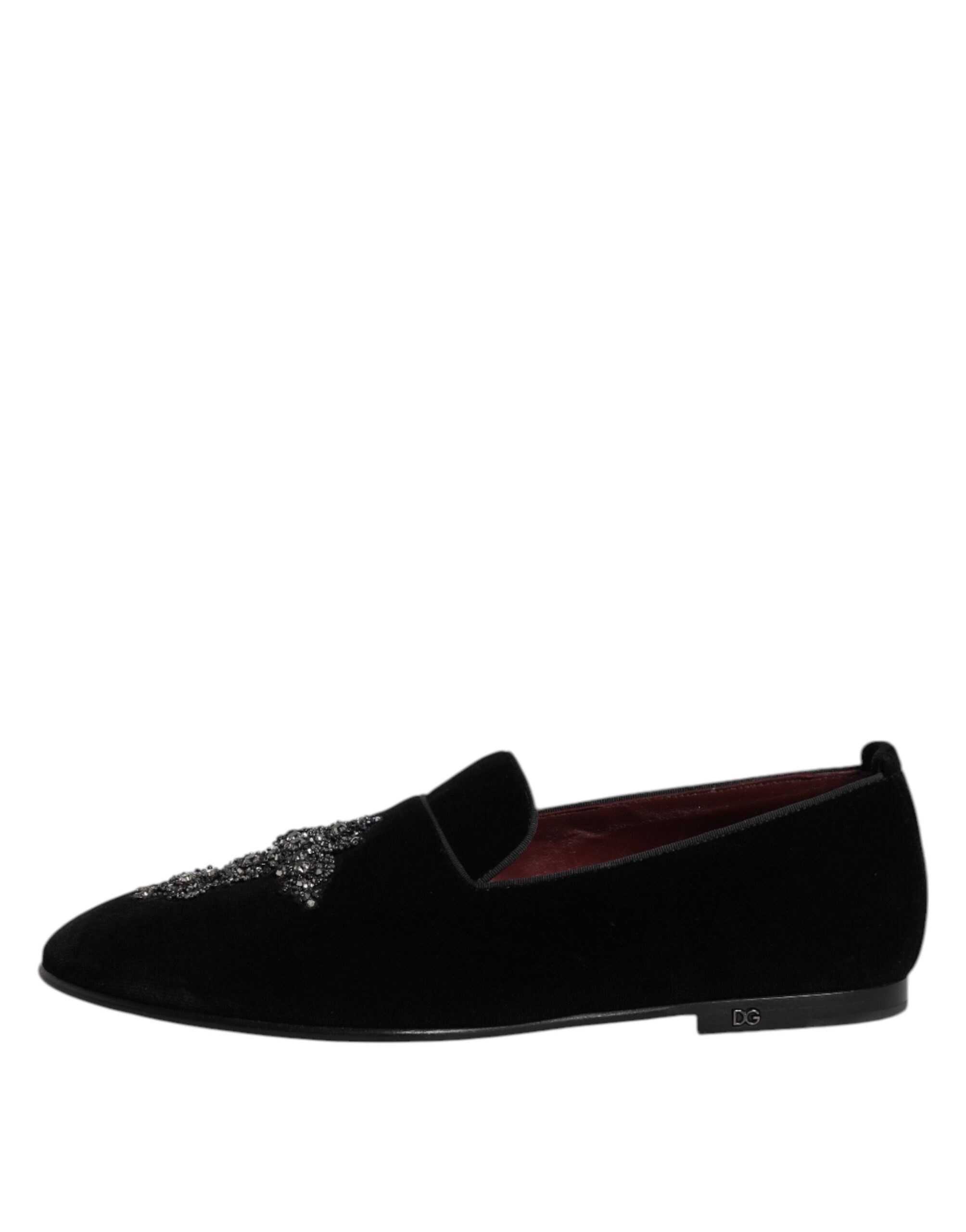 Dolce & Gabbana Black Suede Cross Slip On Loafers Dress Shoes