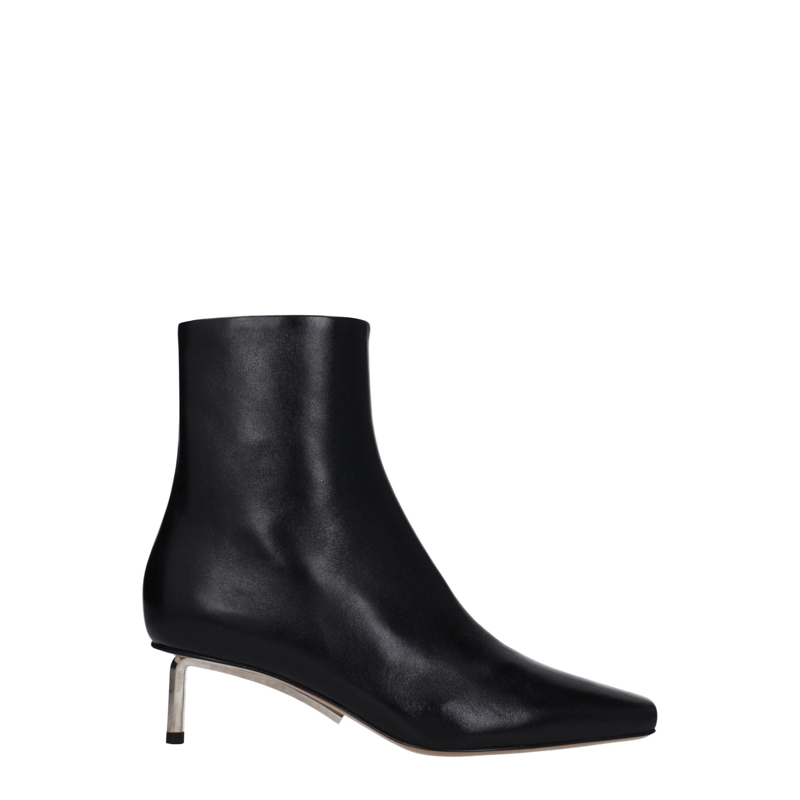 Off-White Black Leather Ankle Boots with Zip and 5 cm Heel