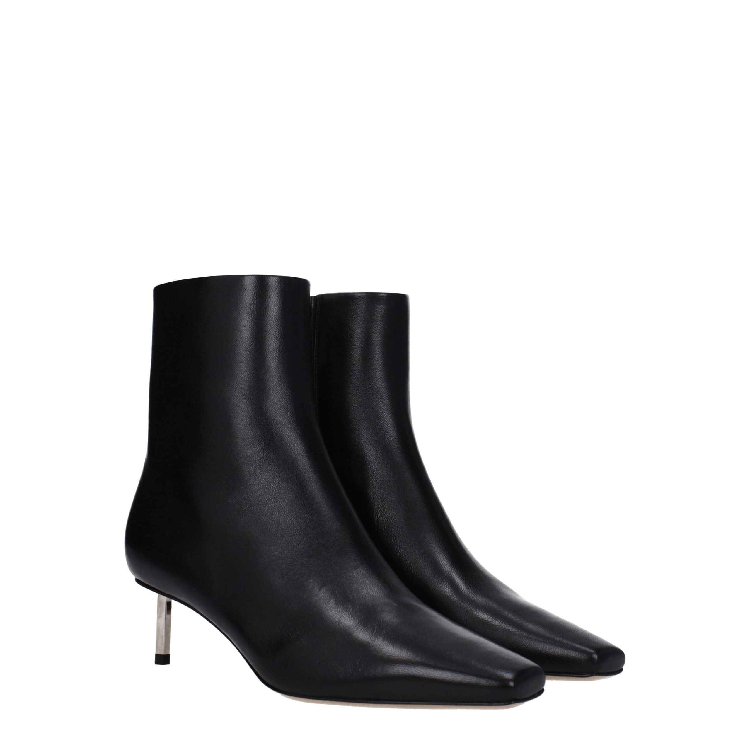 Off-White Black Leather Ankle Boots with Zip and 5 cm Heel
