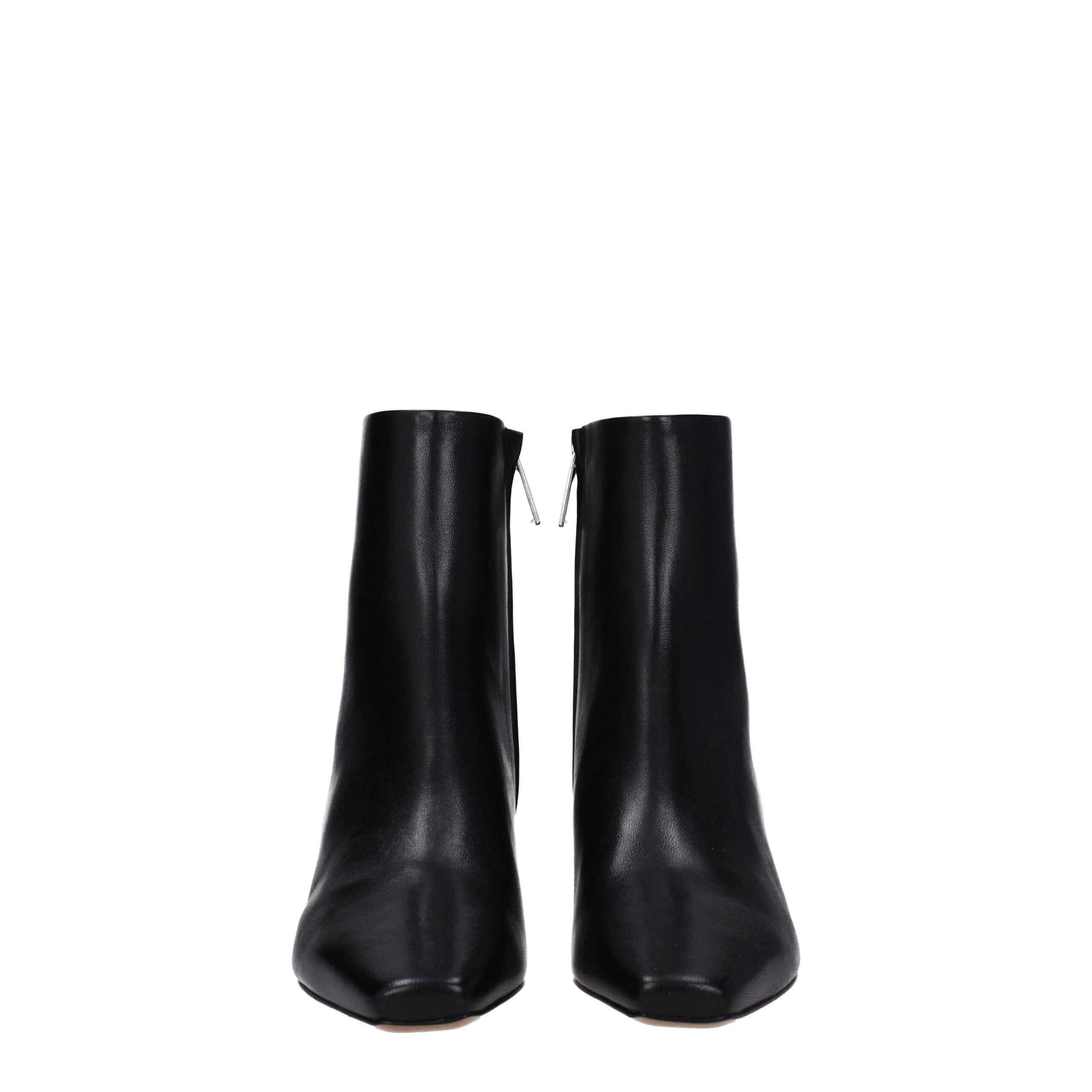 Off-White Black Leather Ankle Boots with Zip and 5 cm Heel