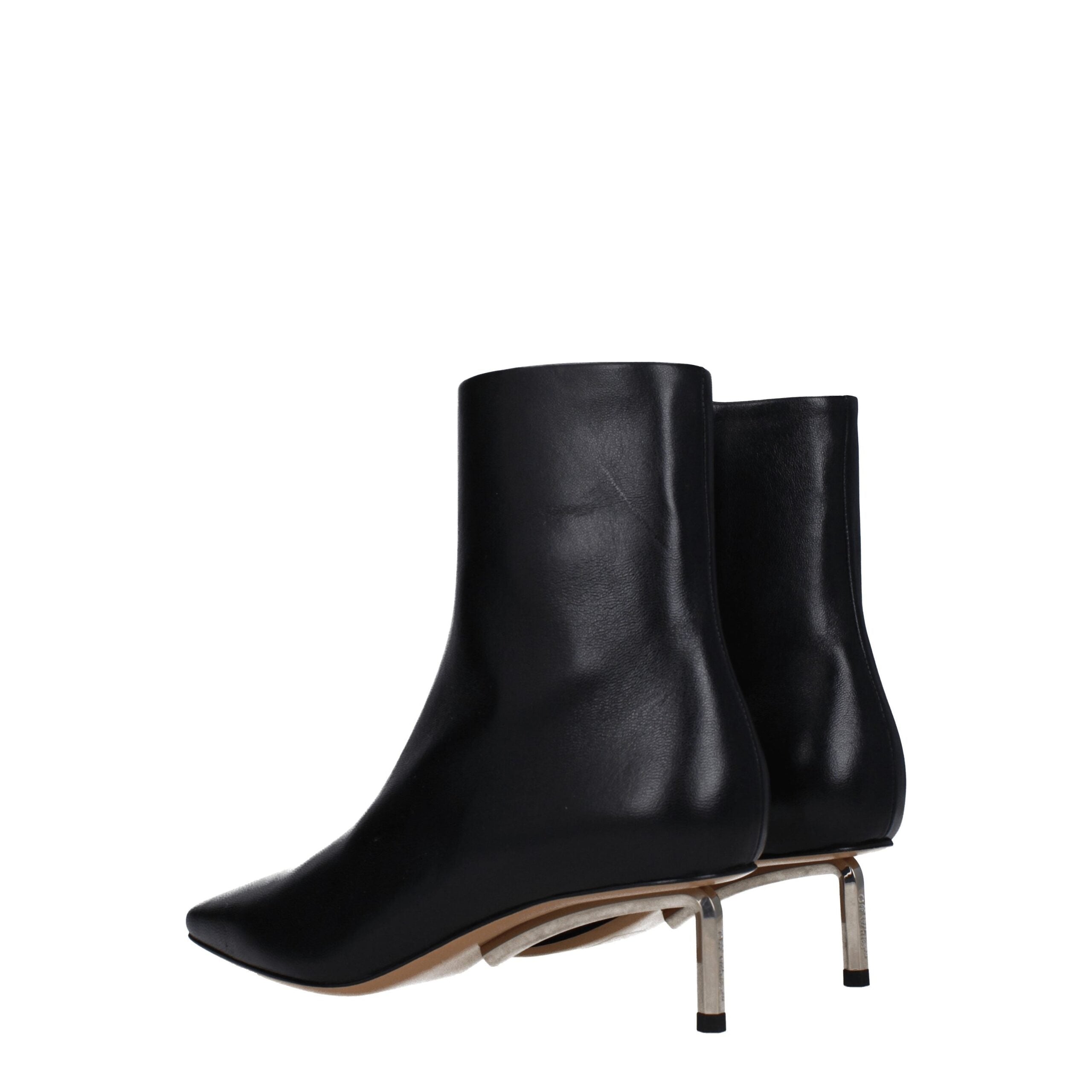 Off-White Black Leather Ankle Boots with Zip and 5 cm Heel