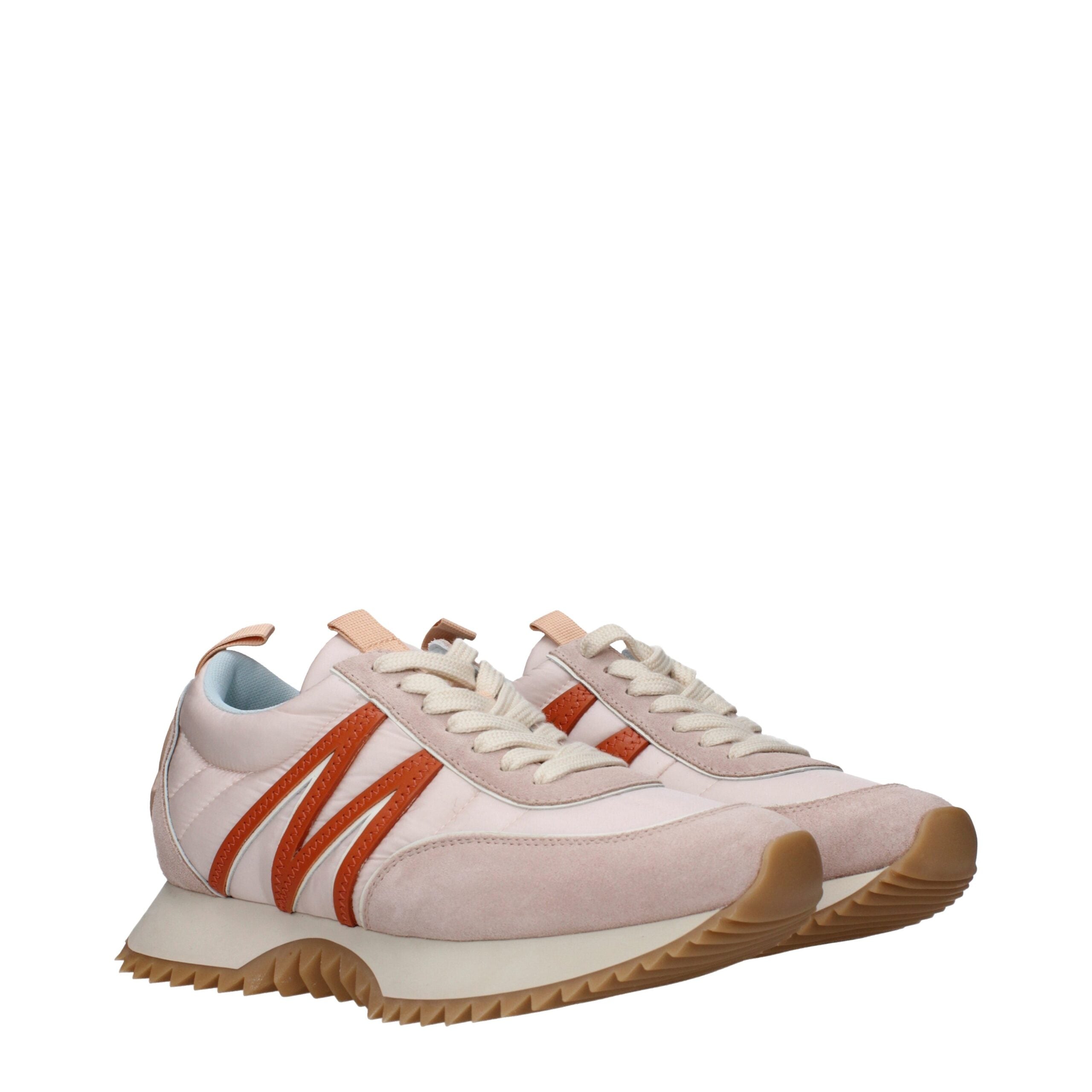 Moncler Chunky Sneakers in Pastel Pink Fabric Low Top